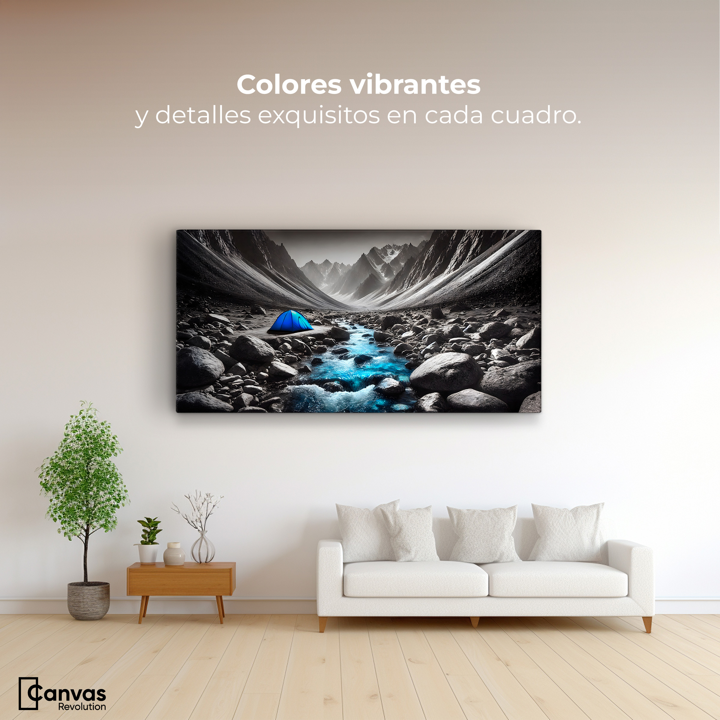 Foto 3 pulgar | Cuadro Blanco Y Negro Canvas Aventura Azul 120x60