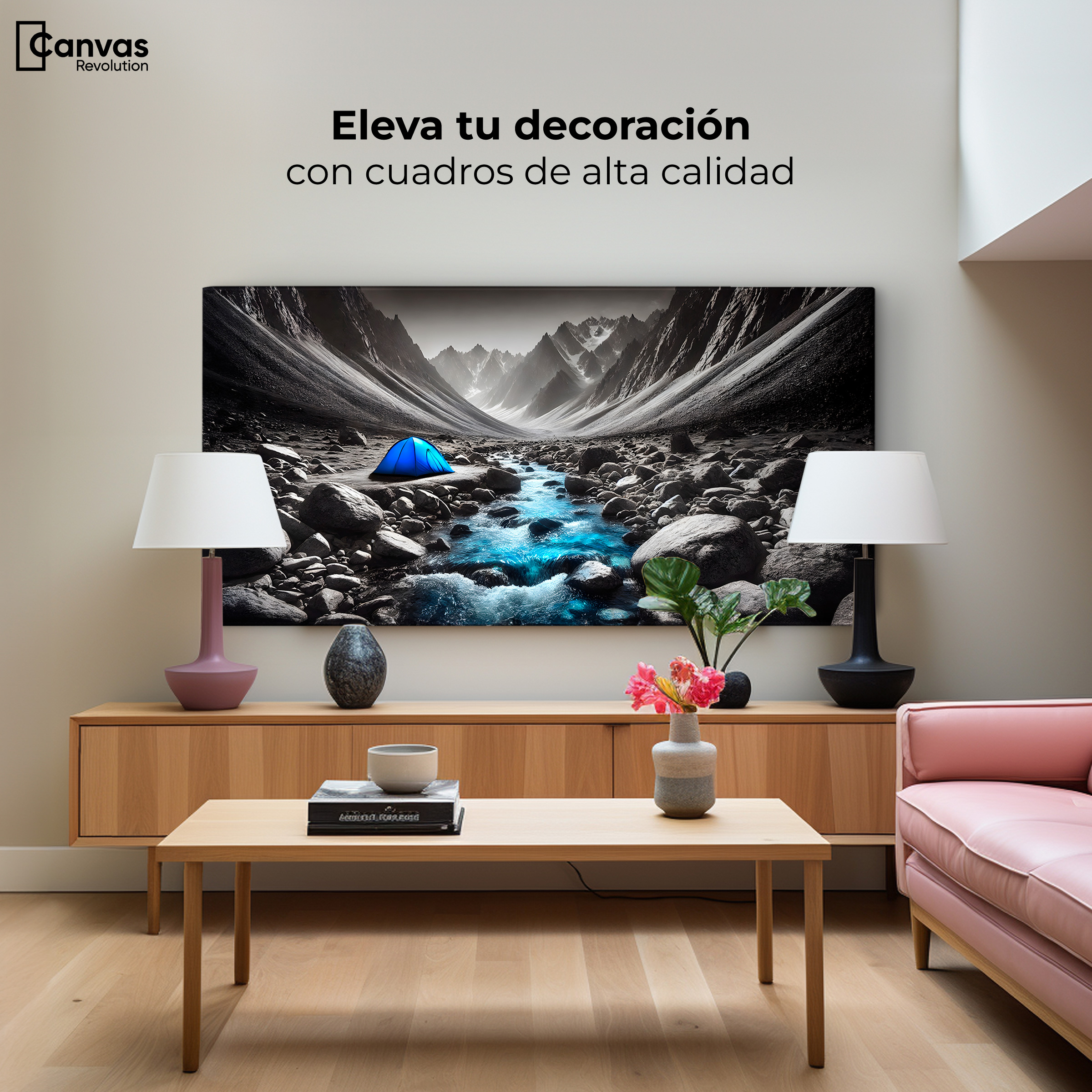 Foto 4 pulgar | Cuadro Blanco Y Negro Canvas Aventura Azul 120x60
