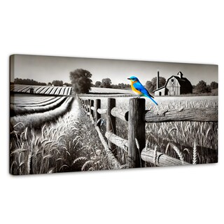 Foto 1 | Cuadro Blanco Y Negro Canvas Pájaro En Reposo 120x60
