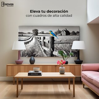 Foto 3 | Cuadro Blanco Y Negro Canvas Pájaro En Reposo 120x60