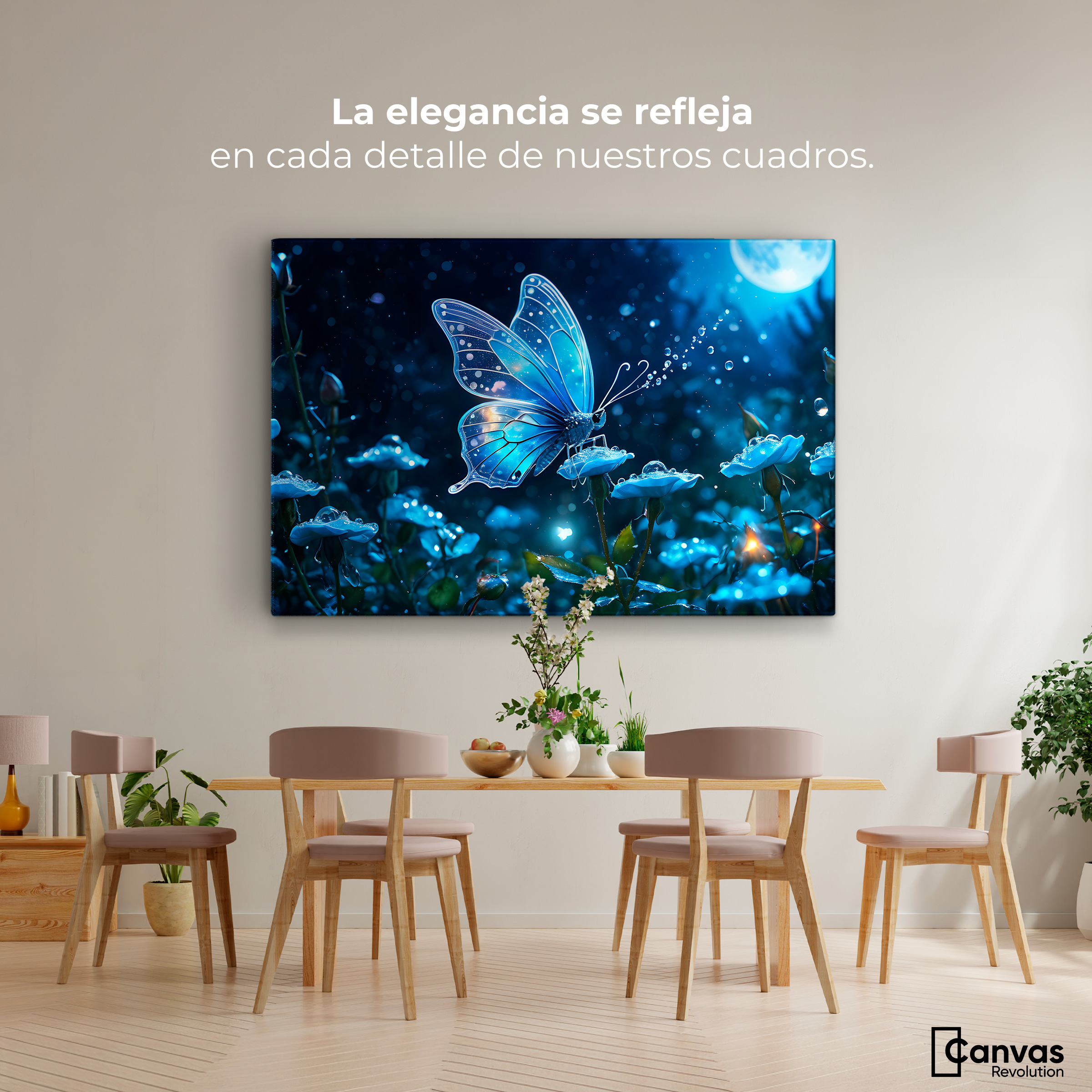 Foto 2 | Cuadro Mariposas Canvas Mariposa Y Rocío 90x60