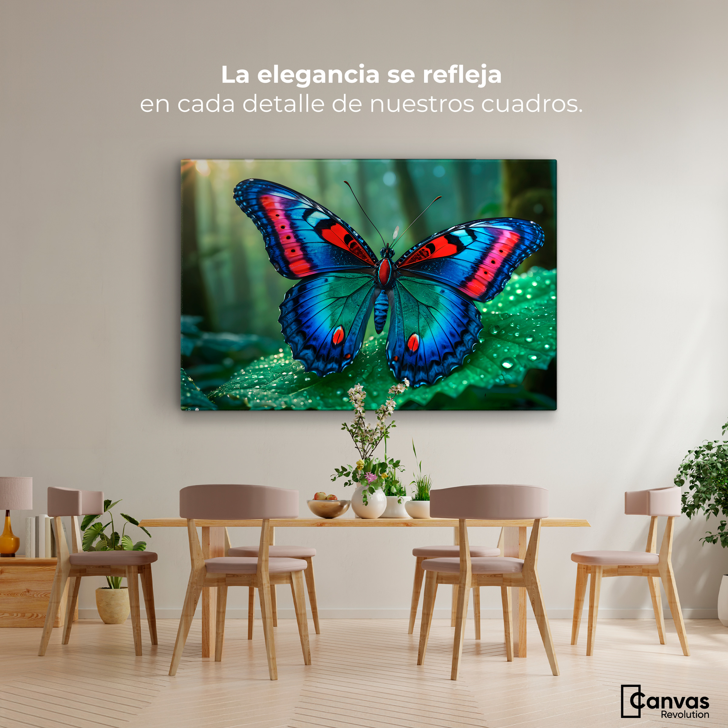 Foto 3 pulgar | Cuadro Mariposas Canvas Mariposa De Selva 90x60