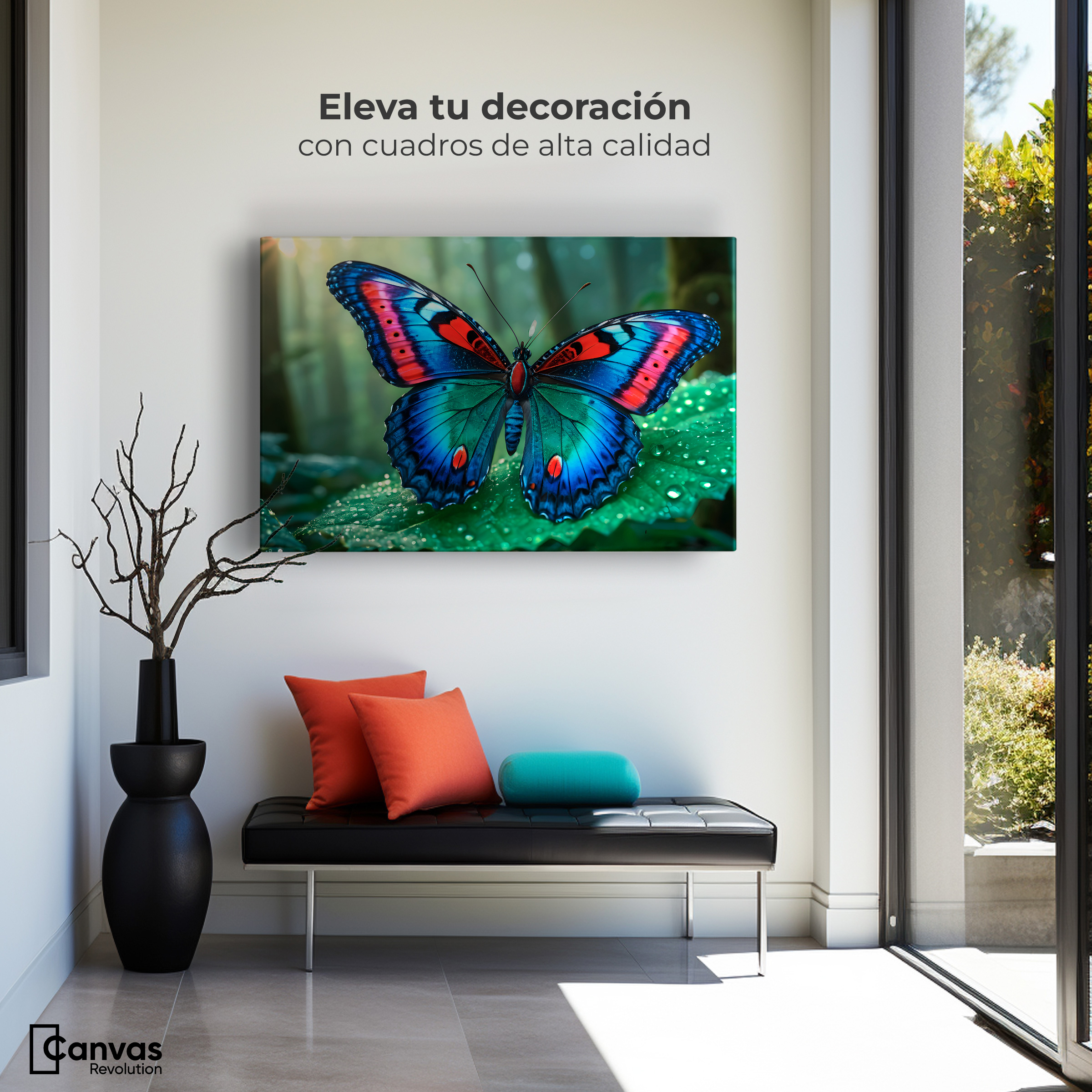 Foto 4 pulgar | Cuadro Mariposas Canvas Mariposa De Selva 90x60