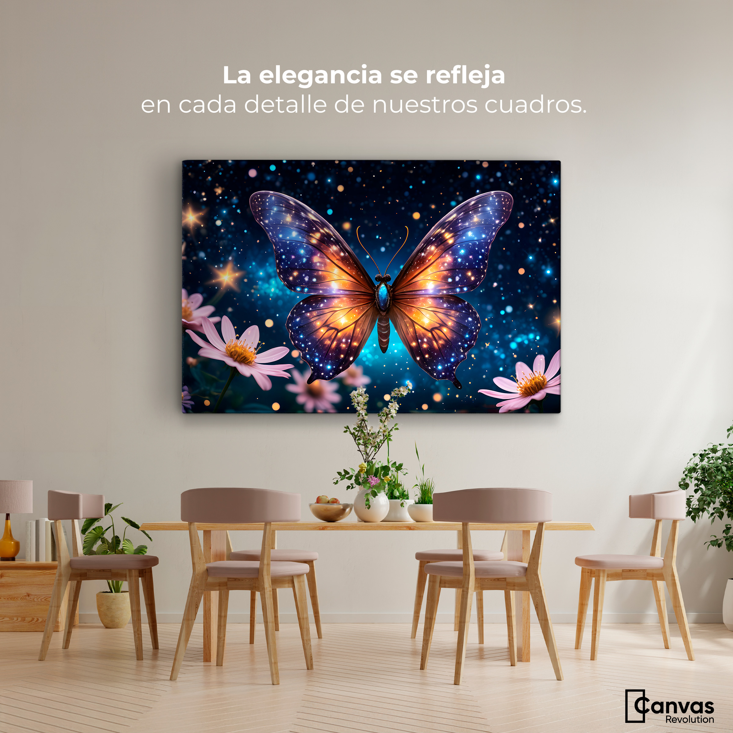 Foto 3 pulgar | Cuadro Mariposas Canvas Danza Brillante 90x60