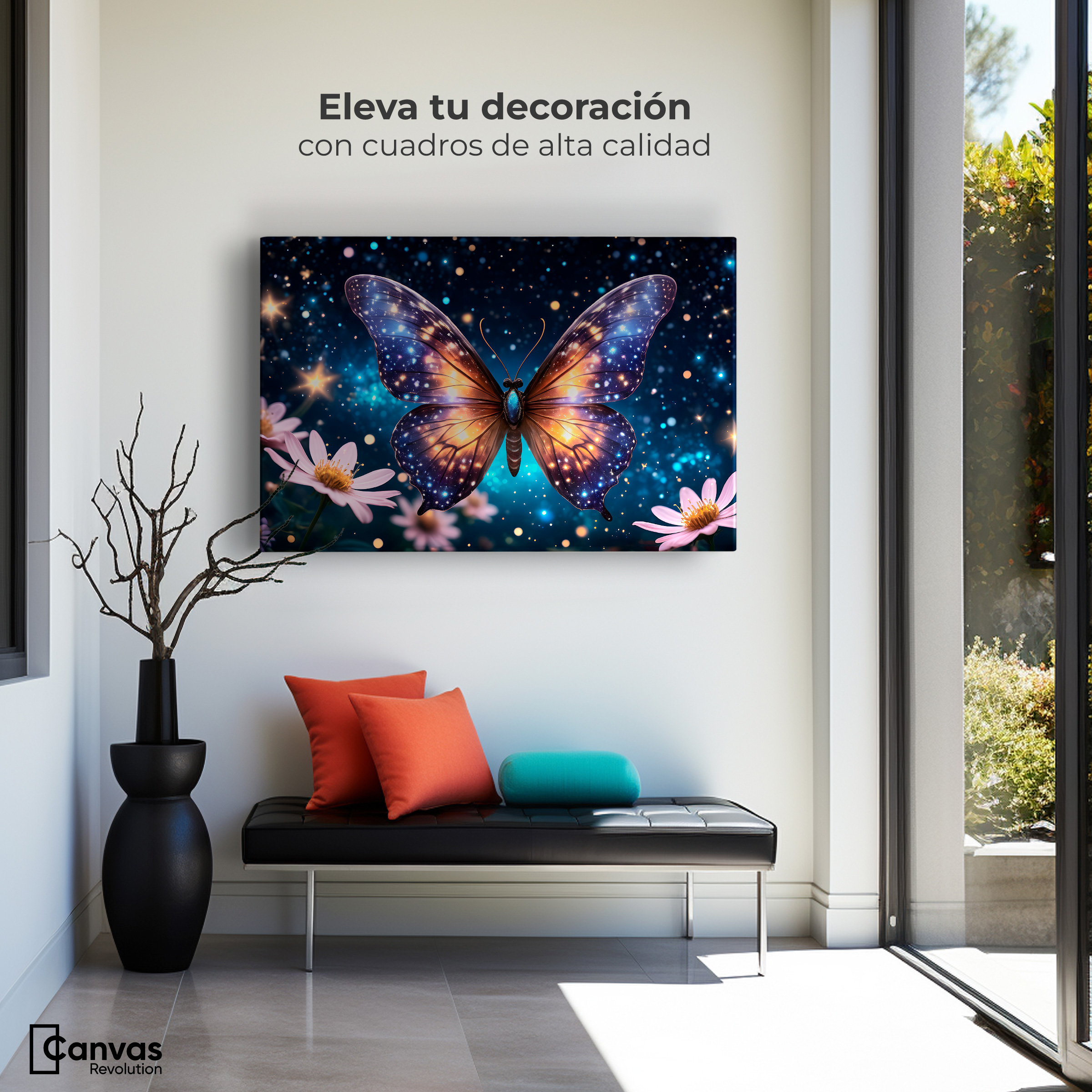 Foto 3 | Cuadro Mariposas Canvas Danza Brillante 90x60