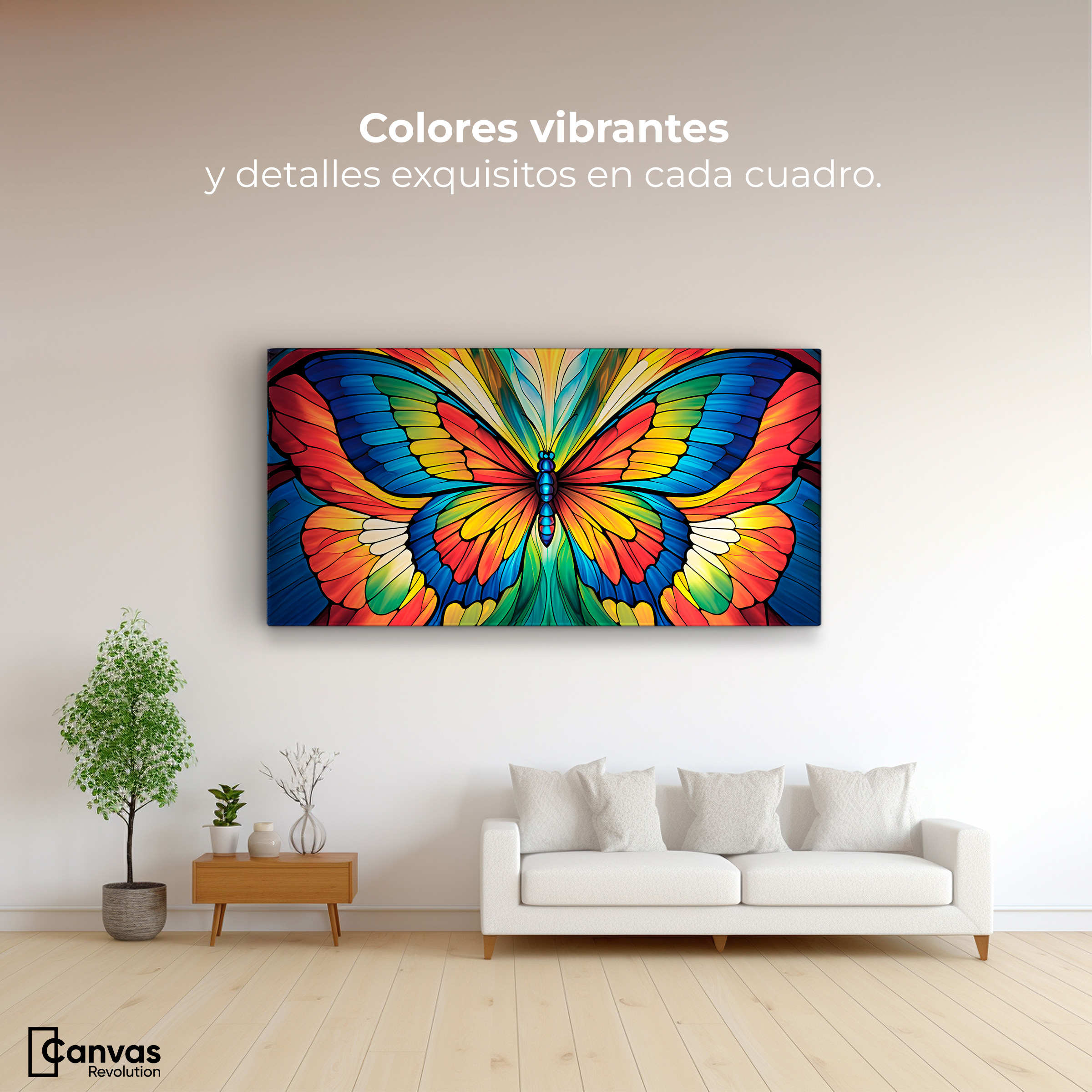 Foto 3 pulgar | Cuadro Mariposas Canvas Vuelo Fragmentado 120x60