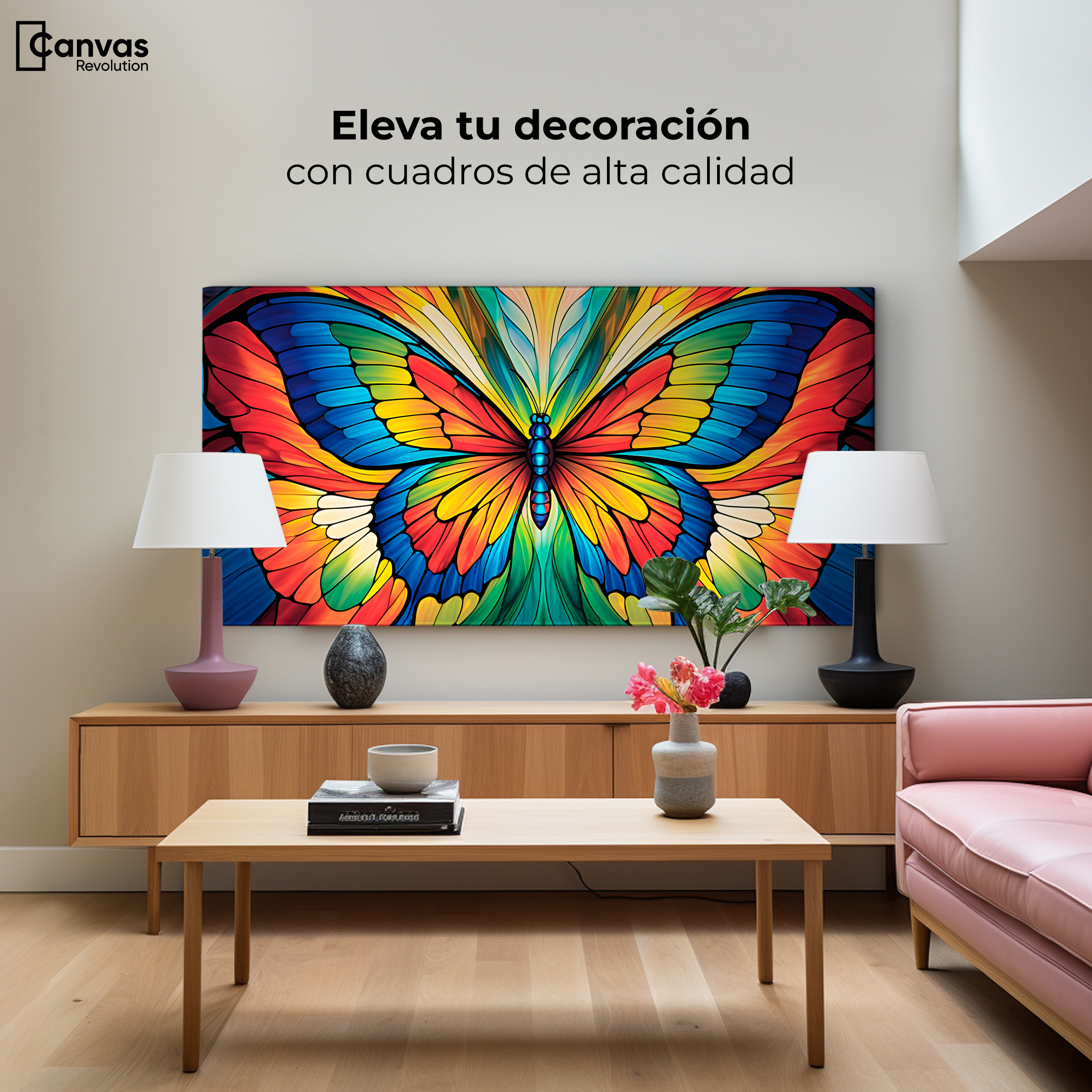 Foto 4 pulgar | Cuadro Mariposas Canvas Vuelo Fragmentado 120x60