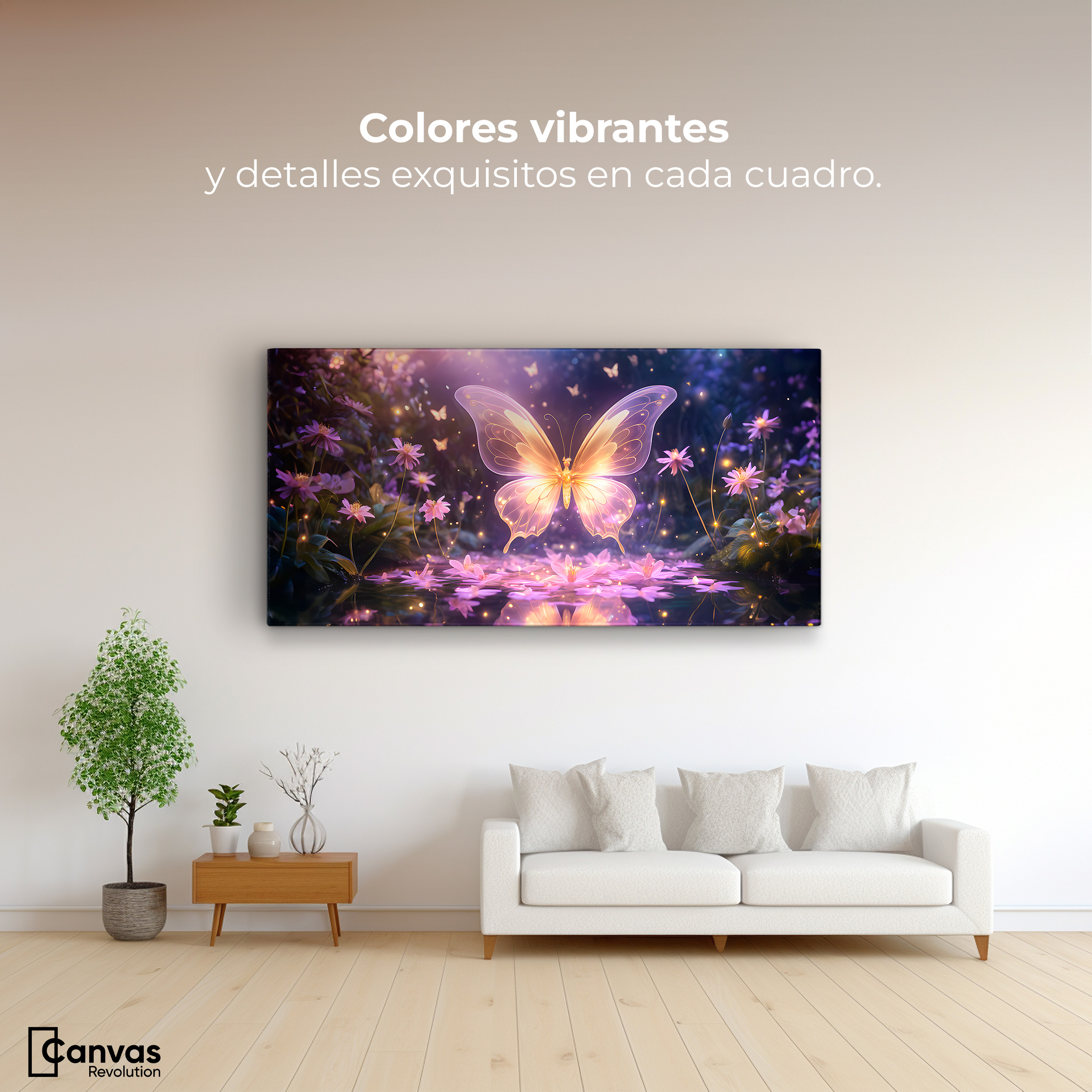 Foto 3 pulgar | Cuadro Mariposas Canvas Alas Cristalinas 120x60