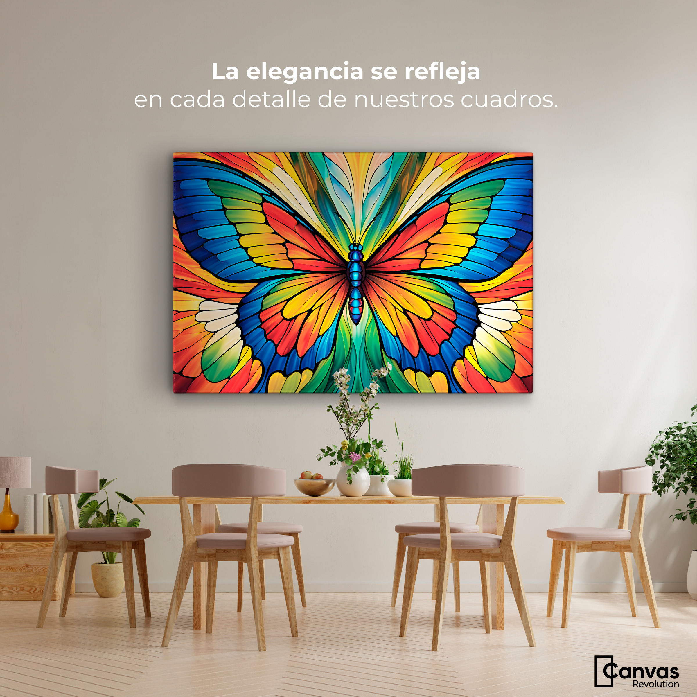 Foto 3 pulgar | Cuadro Mariposas Canvas Vuelo Fragmentado 90x60