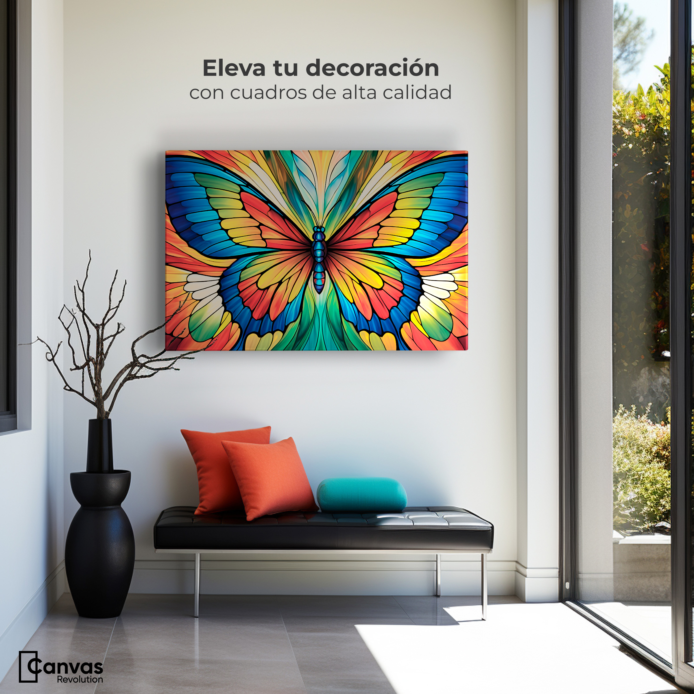 Foto 4 pulgar | Cuadro Mariposas Canvas Vuelo Fragmentado 90x60