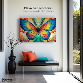 Foto 3 | Cuadro Mariposas Canvas Vuelo Fragmentado 90x60
