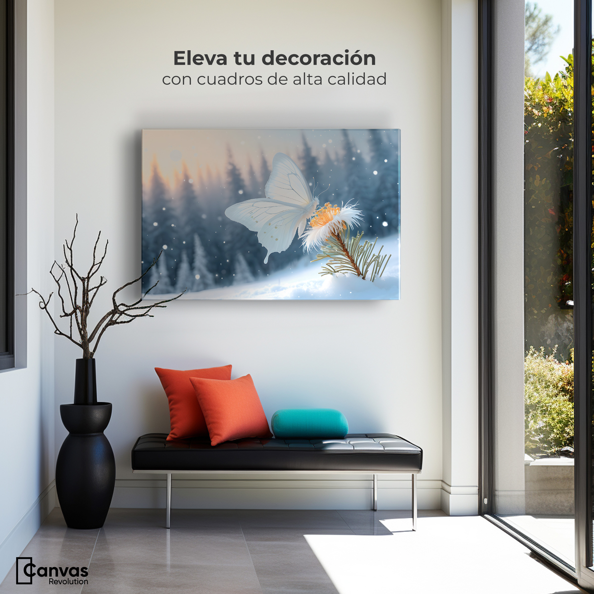 Foto 4 pulgar | Cuadro Mariposas Canvas Alas De Nieve 90x60