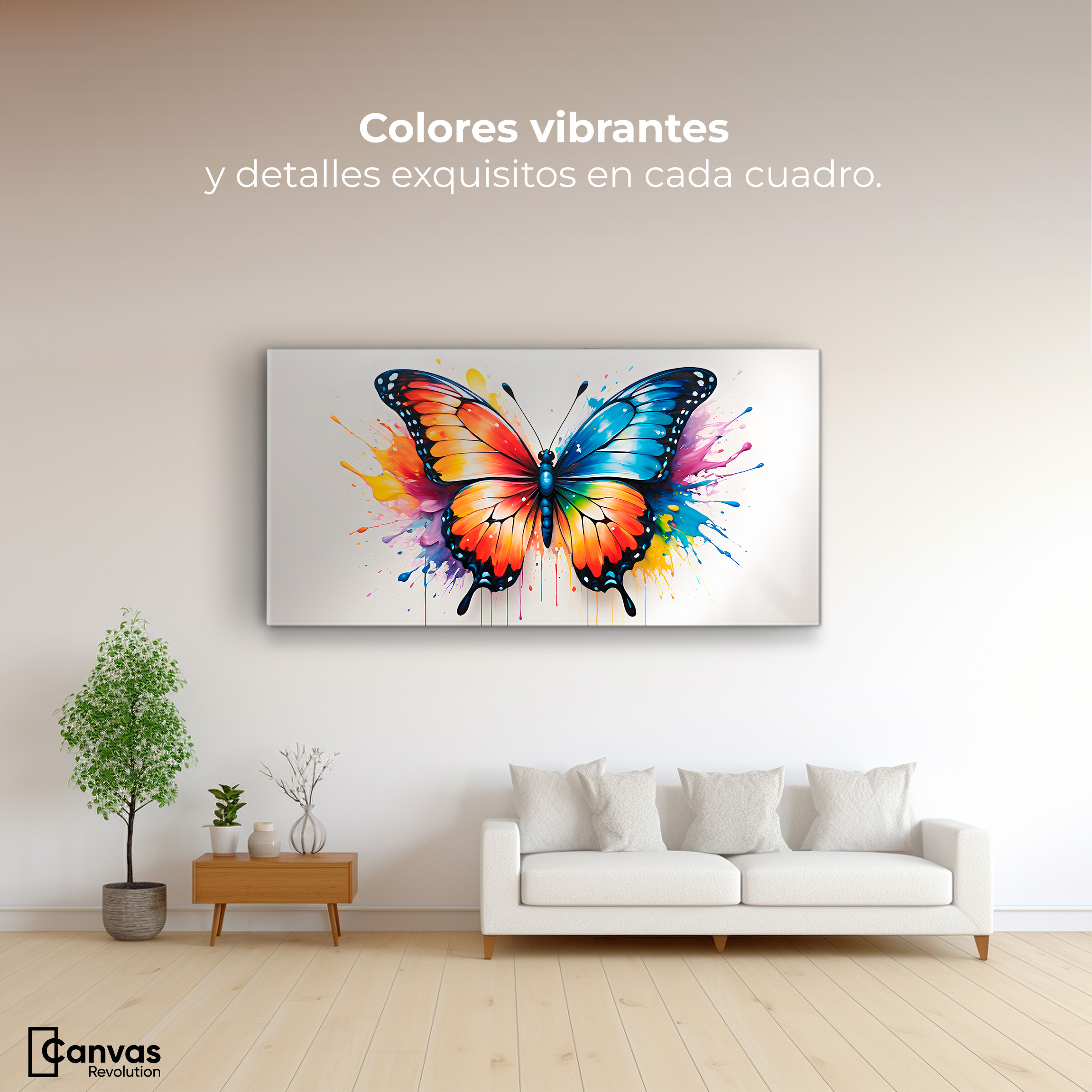 Foto 3 pulgar | Cuadro Mariposas Canvas Vuelo Explosivo 120x60