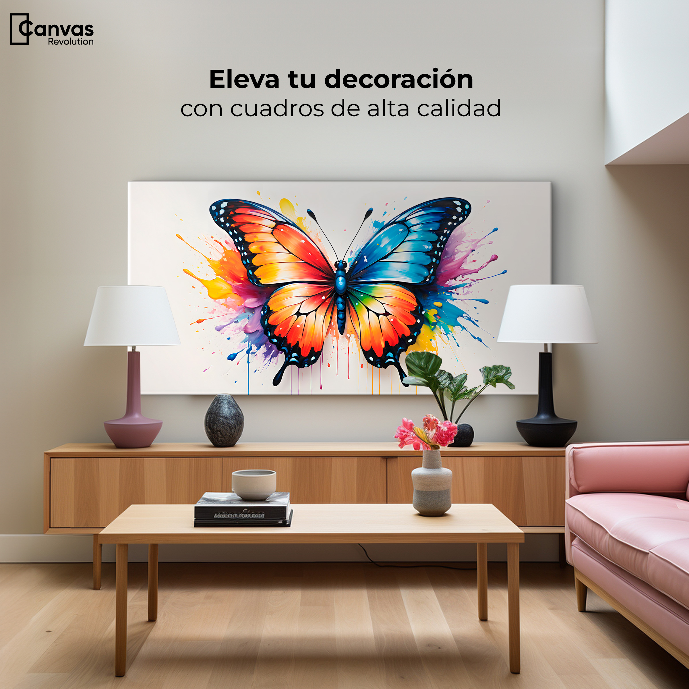Foto 4 pulgar | Cuadro Mariposas Canvas Vuelo Explosivo 120x60