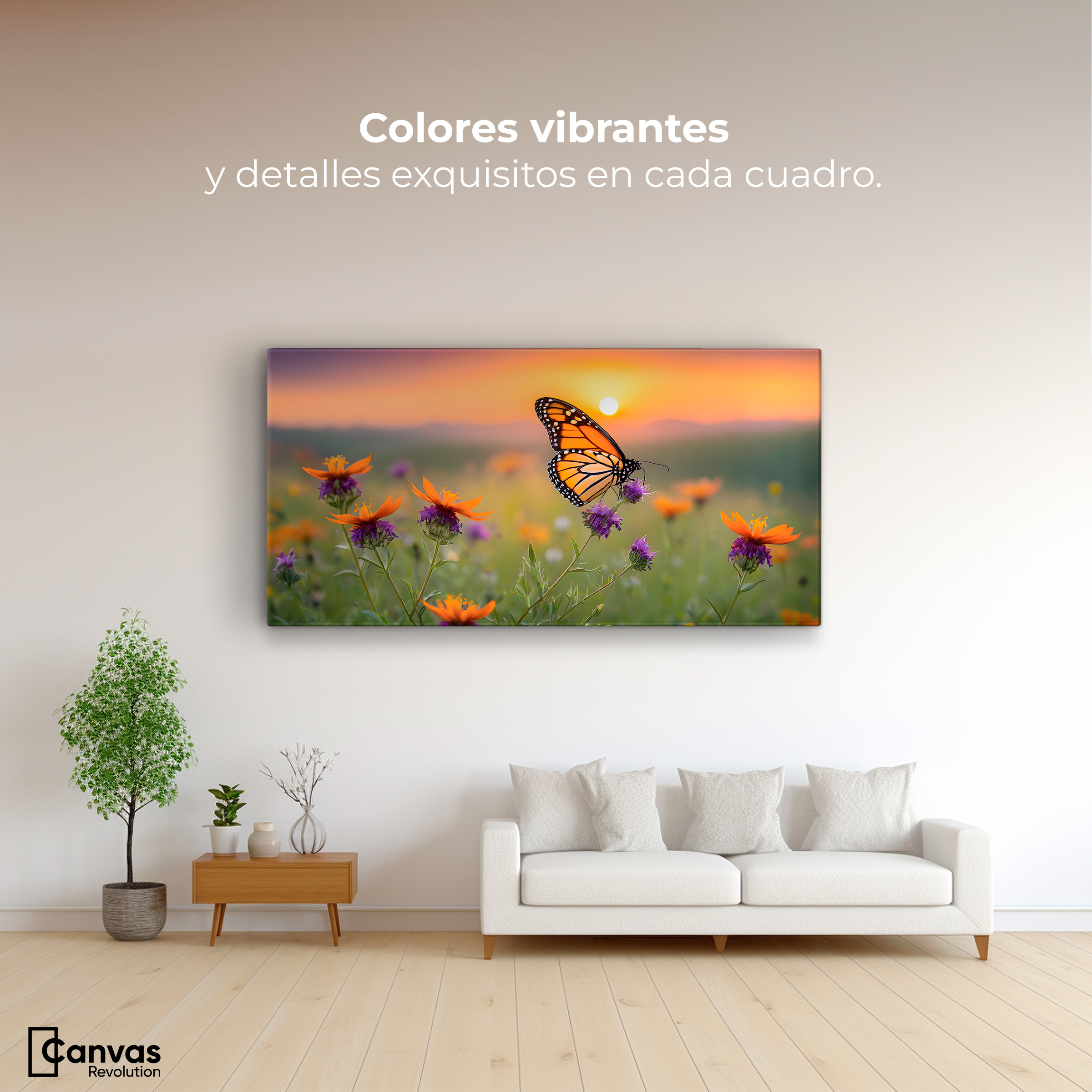 Foto 2 | Cuadro Mariposas Canvas Flores Del Alba 120x60