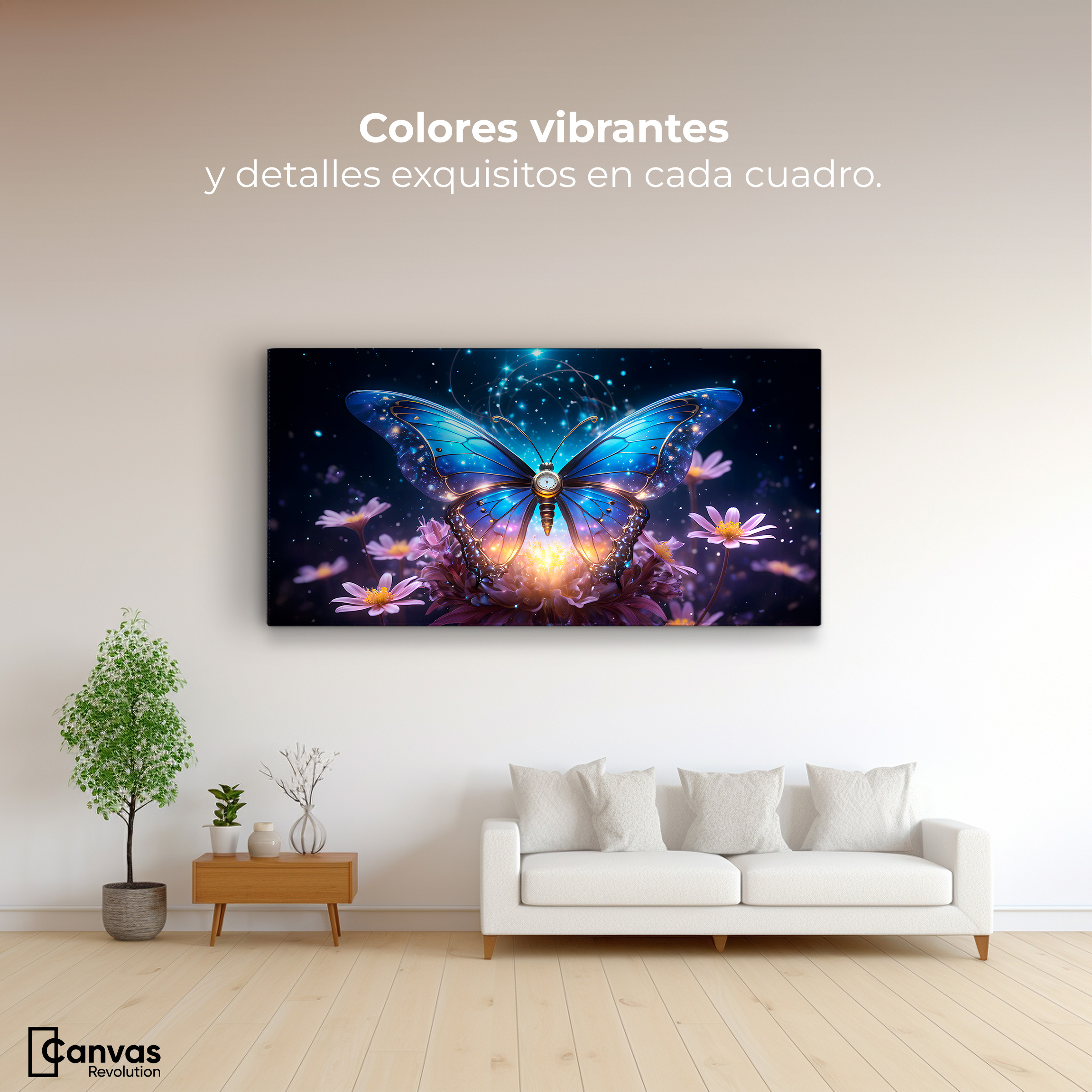 Foto 3 pulgar | Cuadro Mariposas Canvas Mariposa Celestial 120x60