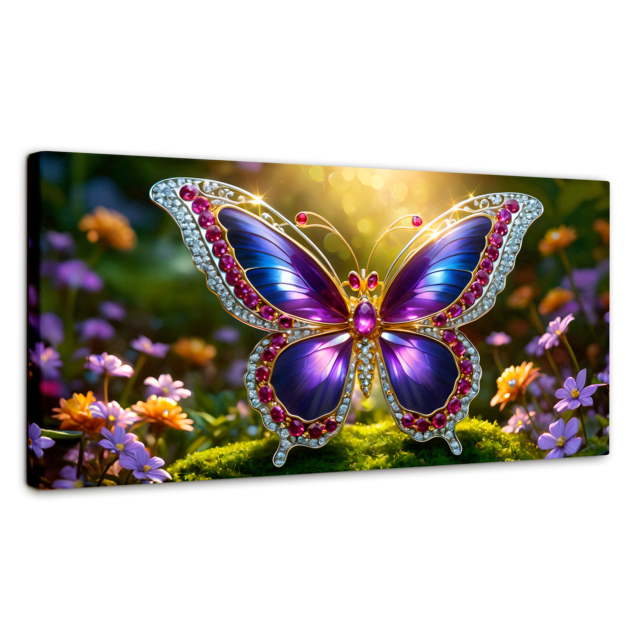 Foto 2 pulgar | Cuadro Mariposas Canvas Danza De Gemas 120x60