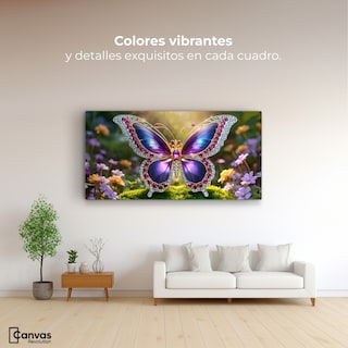 Foto 2 | Cuadro Mariposas Canvas Danza De Gemas 120x60