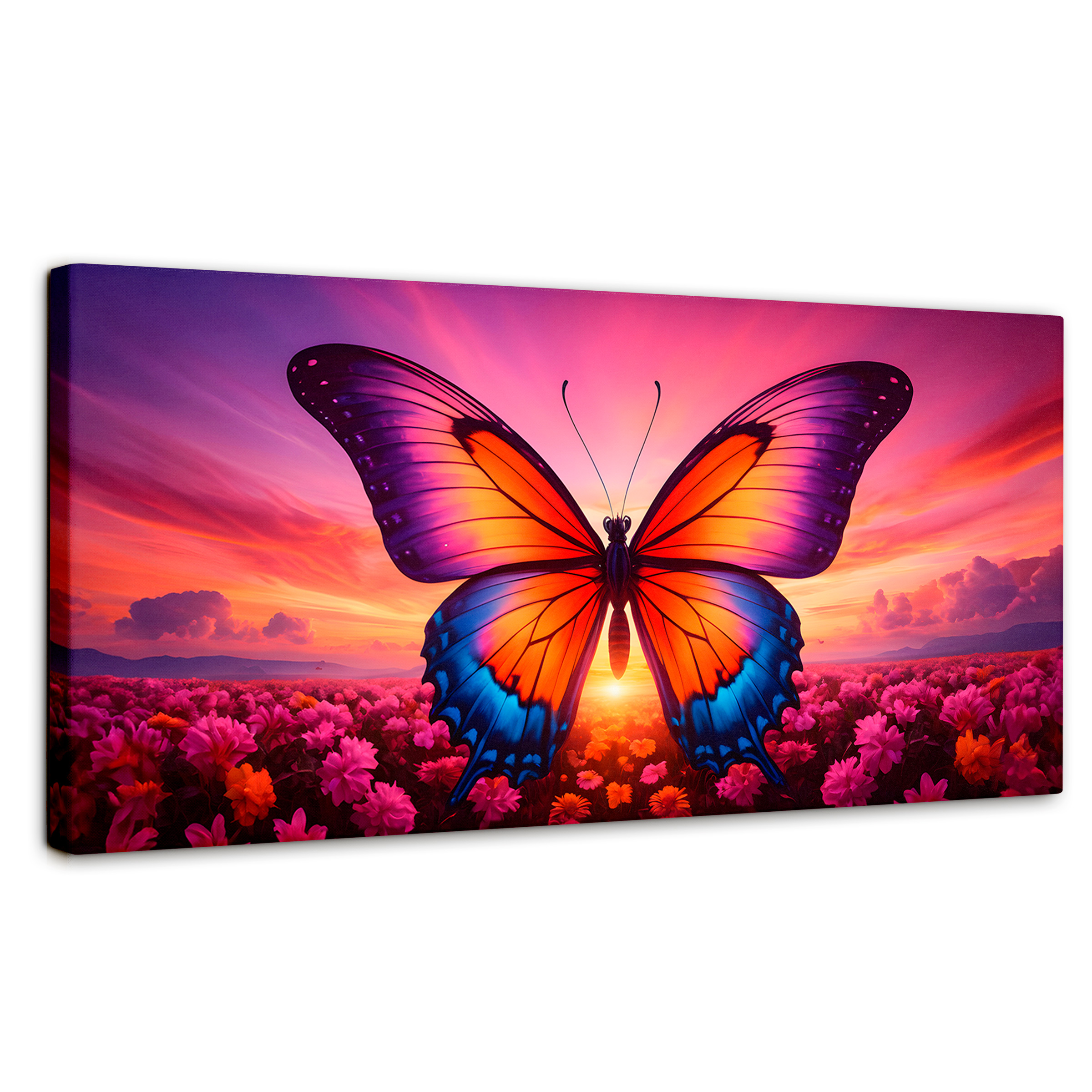 Foto 2 pulgar | Cuadro Mariposas Canvas Mariposa En El Alba 120x60