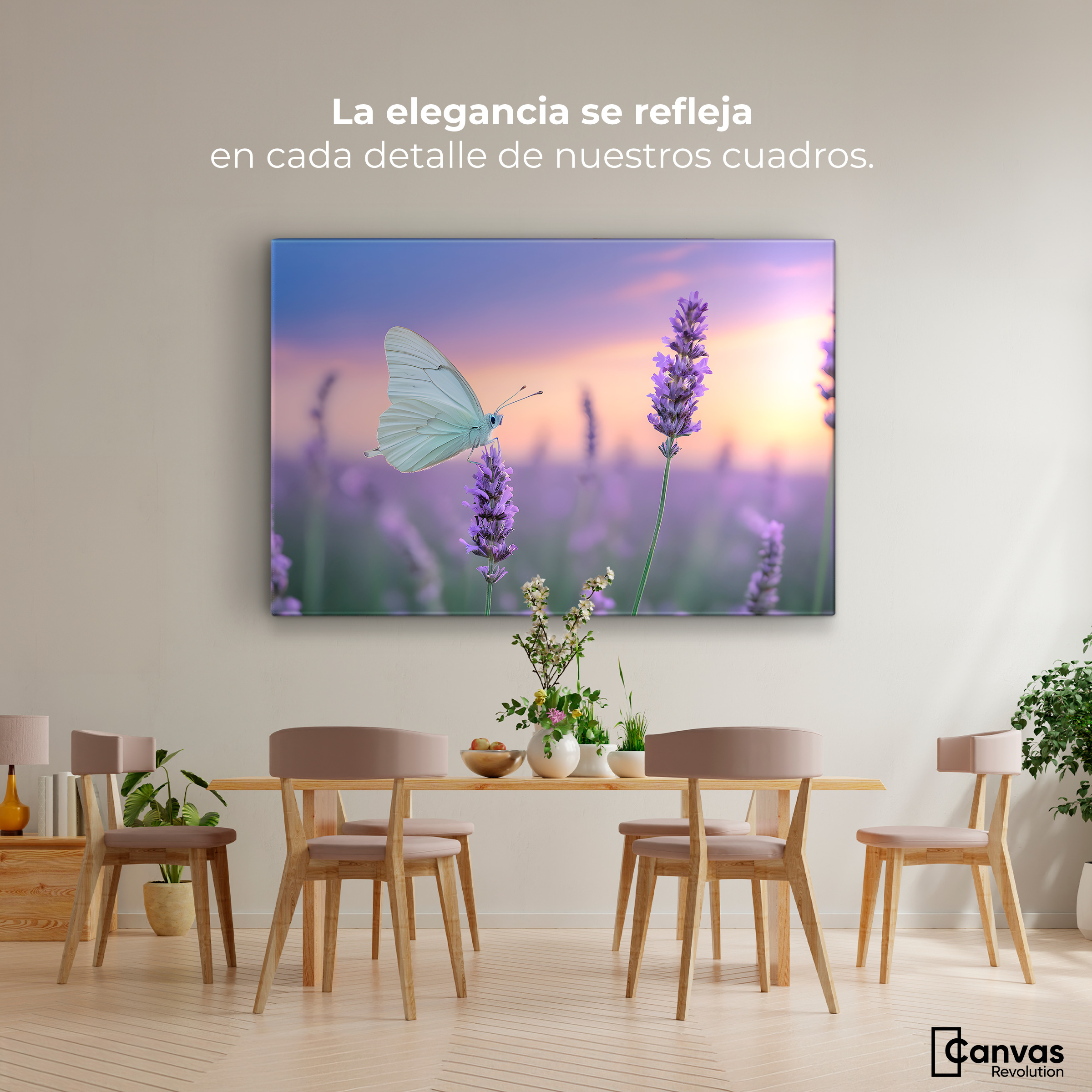 Foto 3 pulgar | Cuadro Mariposas Canvas Mariposa Y Lavanda 90x60
