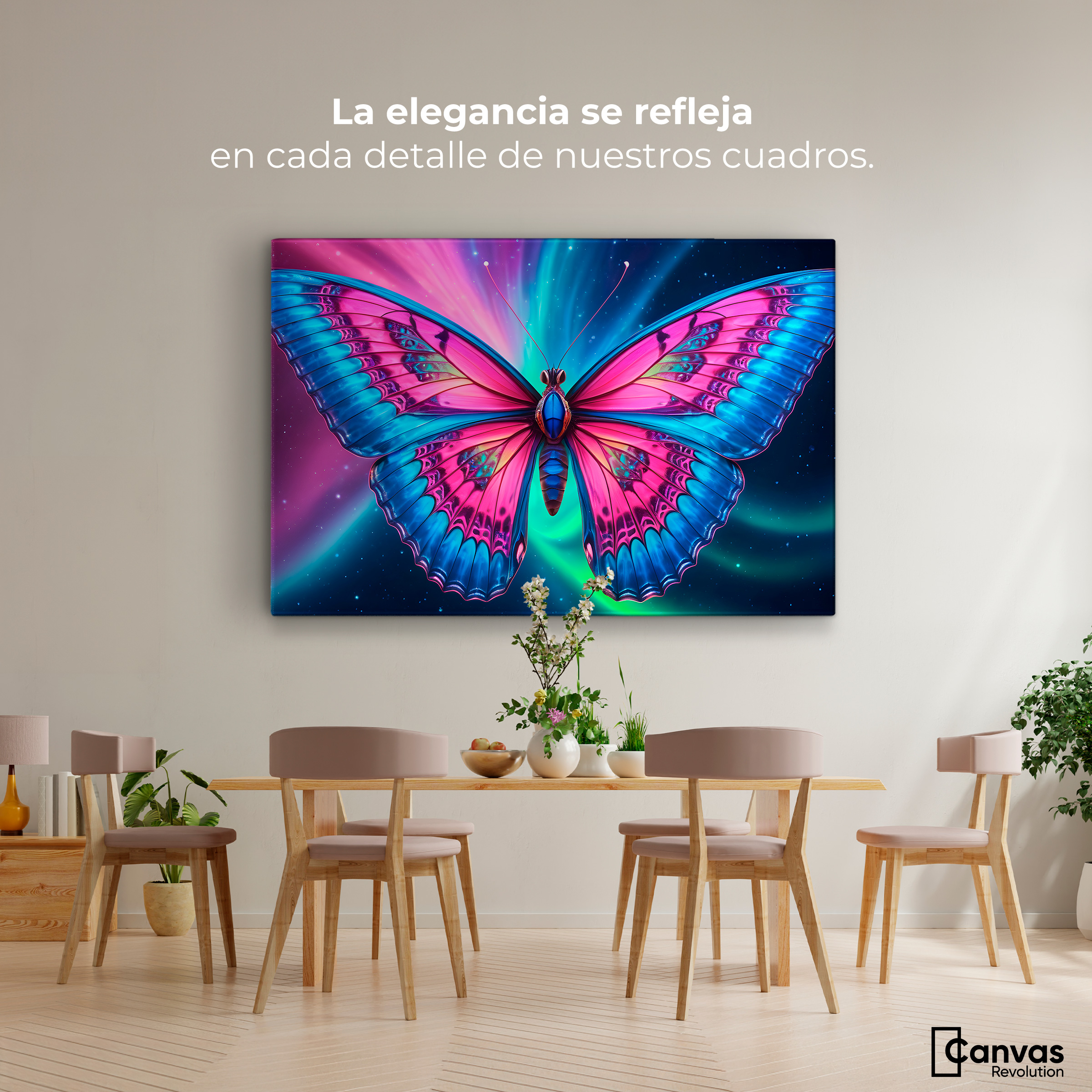 Foto 3 pulgar | Cuadro Mariposas Canvas Nebulosa Radiante 90x60