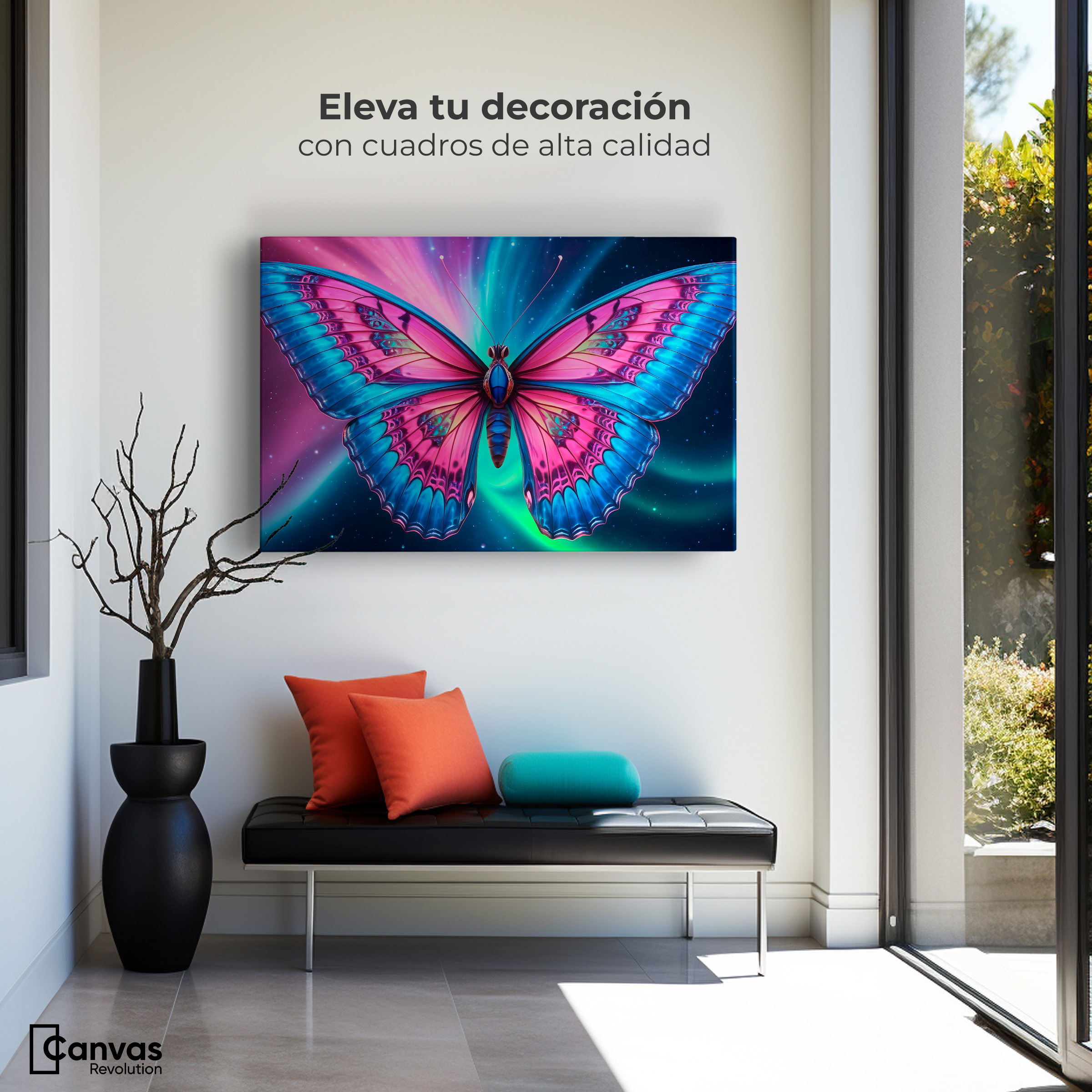 Foto 4 pulgar | Cuadro Mariposas Canvas Nebulosa Radiante 90x60