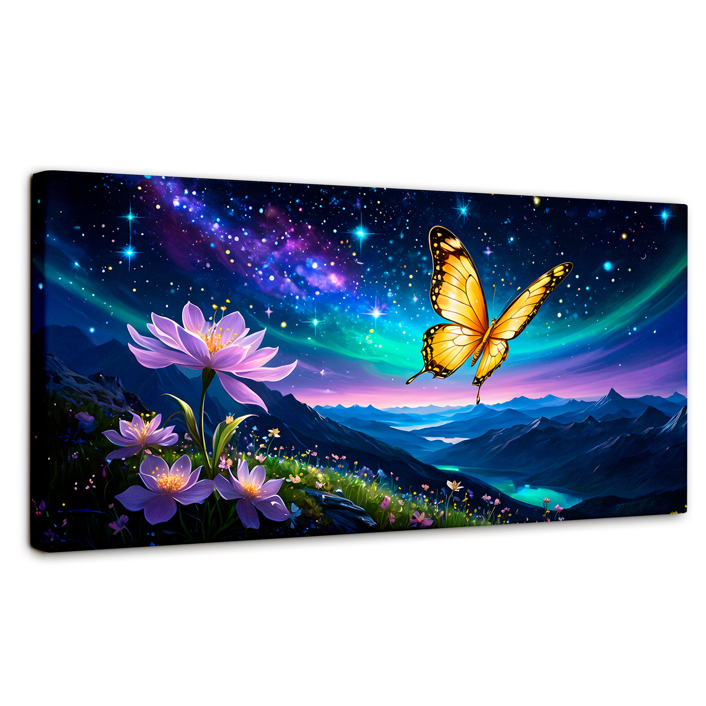 Foto 2 pulgar | Cuadro Mariposas Canvas Magia Nocturna 120x60