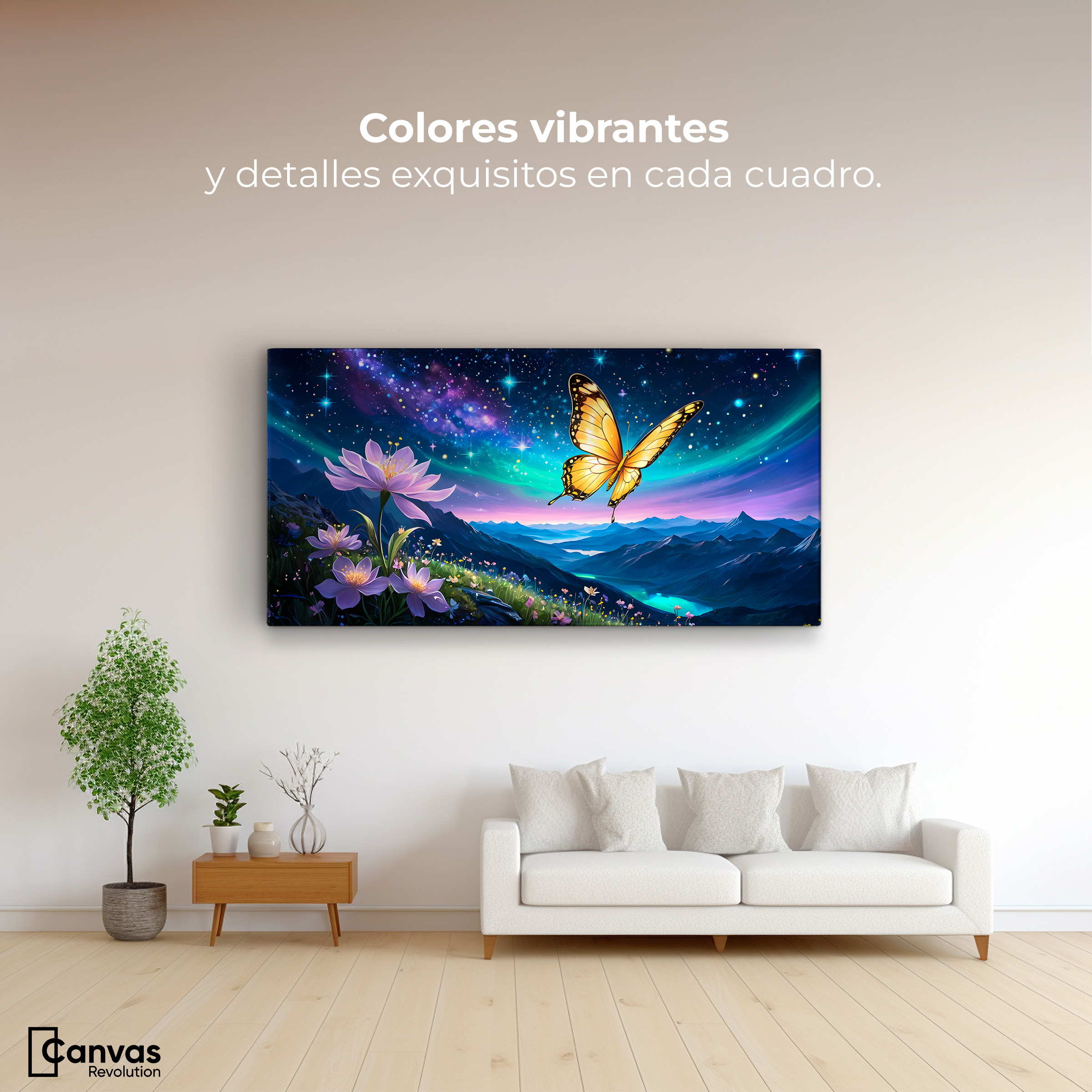 Foto 3 pulgar | Cuadro Mariposas Canvas Magia Nocturna 120x60