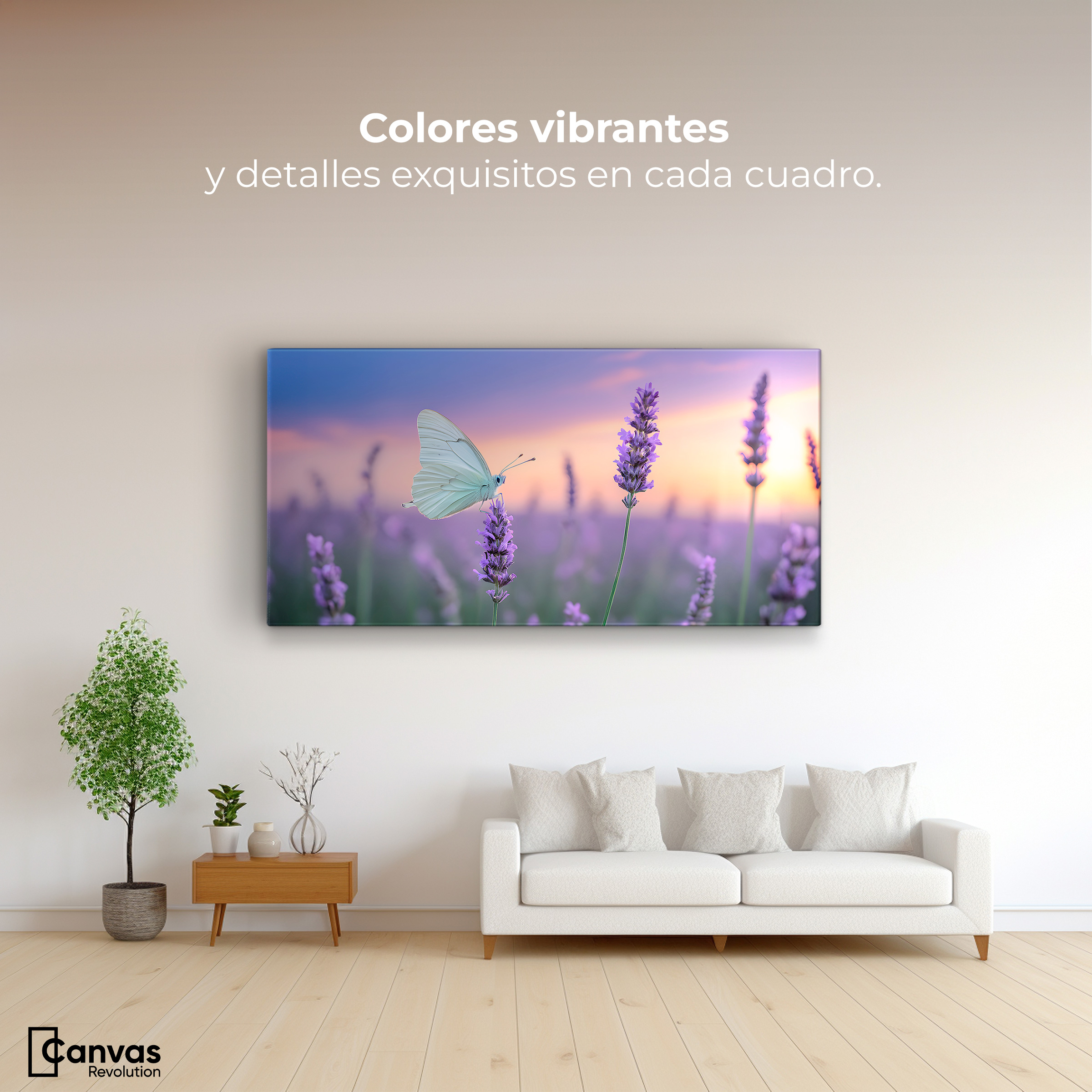 Foto 2 | Cuadro Mariposas Canvas Mariposa Y Lavanda 120x60