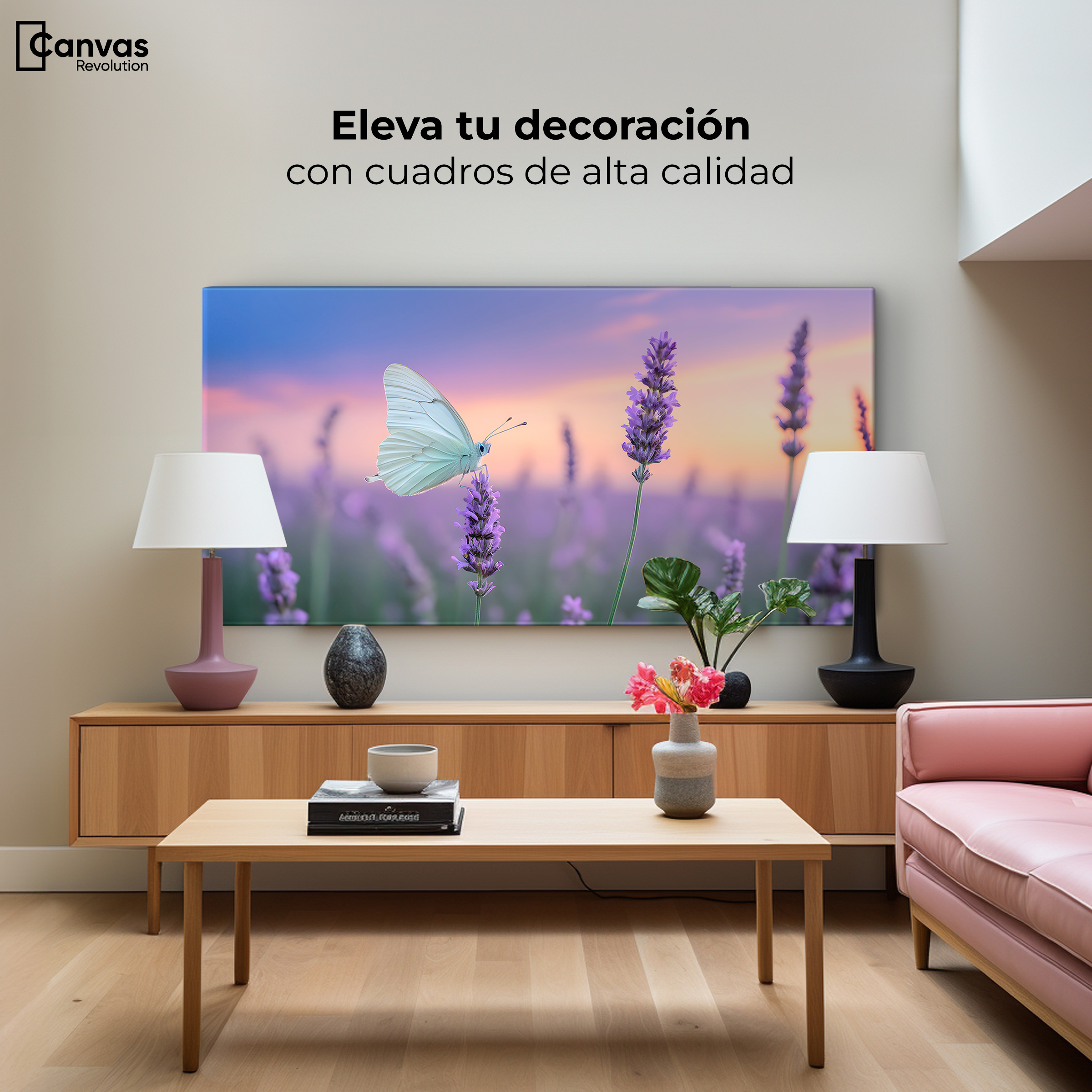 Foto 3 | Cuadro Mariposas Canvas Mariposa Y Lavanda 120x60