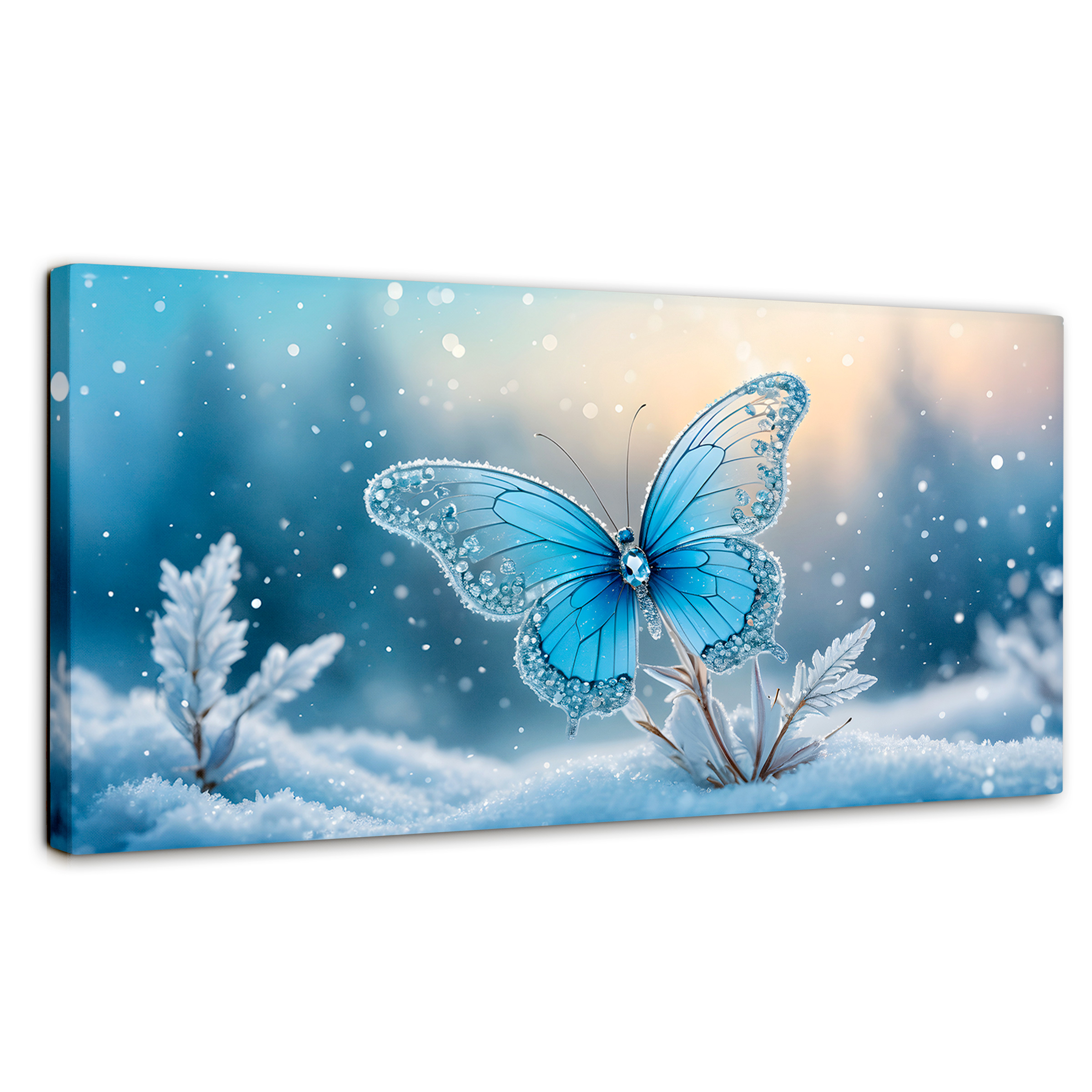 Foto 2 pulgar | Cuadro Mariposas Canvas Mariposa Y Nieve 120x60