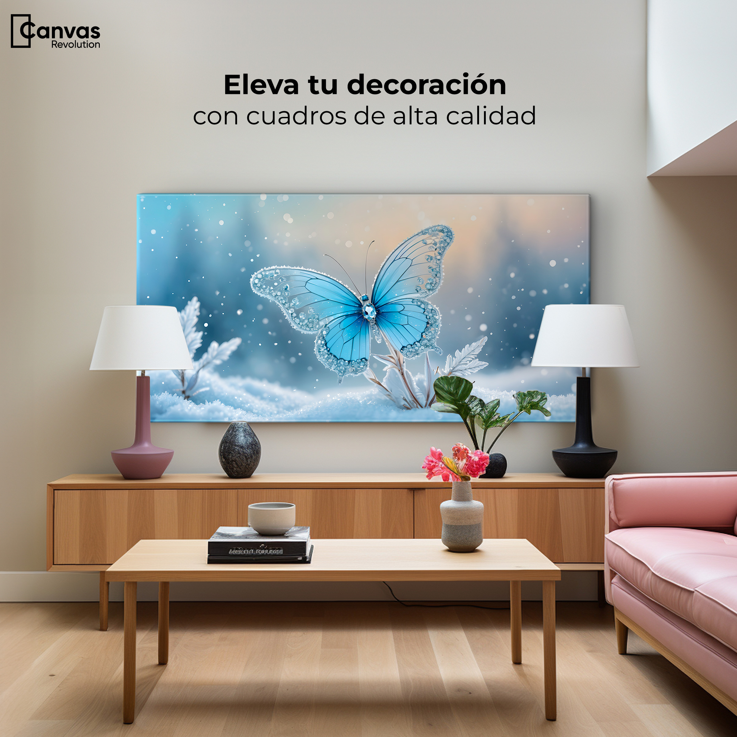 Foto 3 | Cuadro Mariposas Canvas Mariposa Y Nieve 120x60