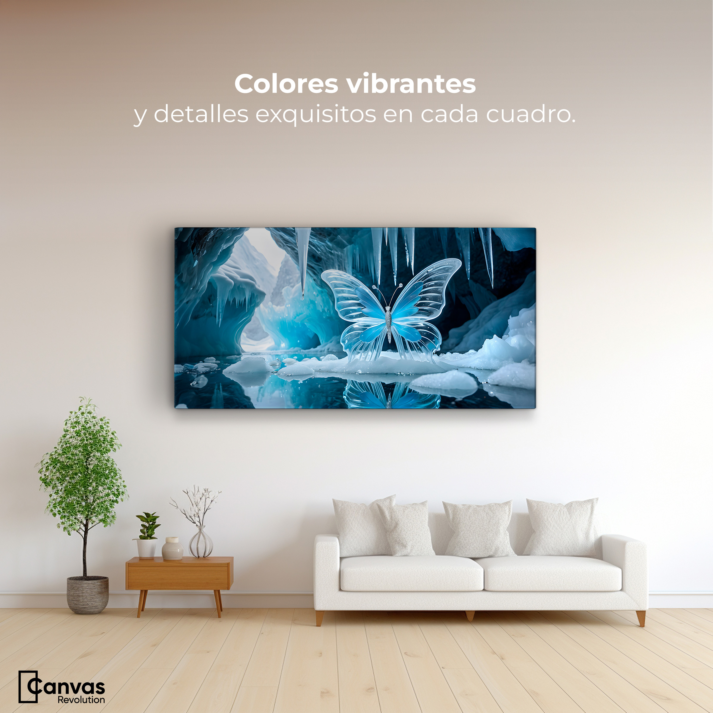 Foto 3 pulgar | Cuadro Mariposas Canvas Alas De Cristal 120x60