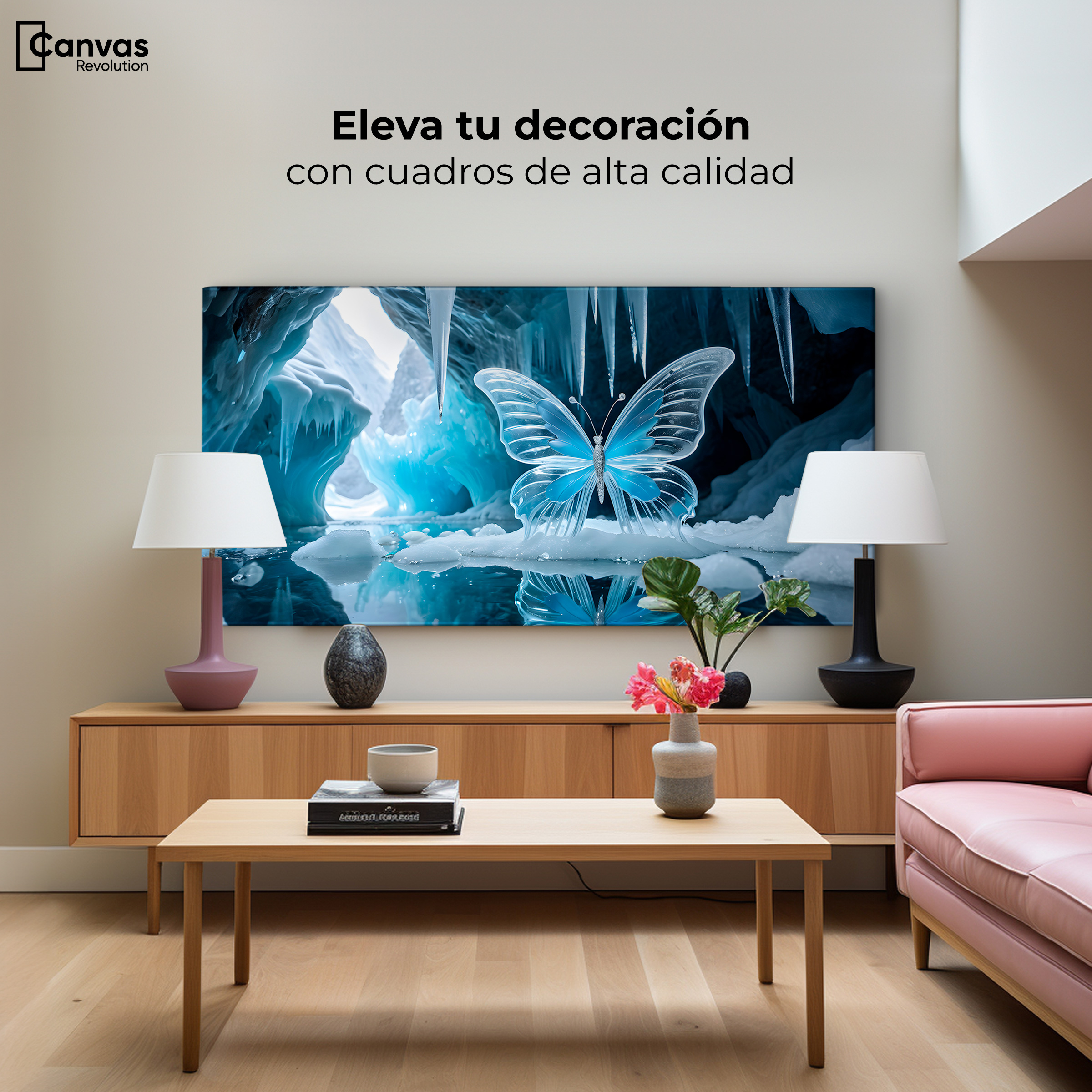 Foto 4 pulgar | Cuadro Mariposas Canvas Alas De Cristal 120x60