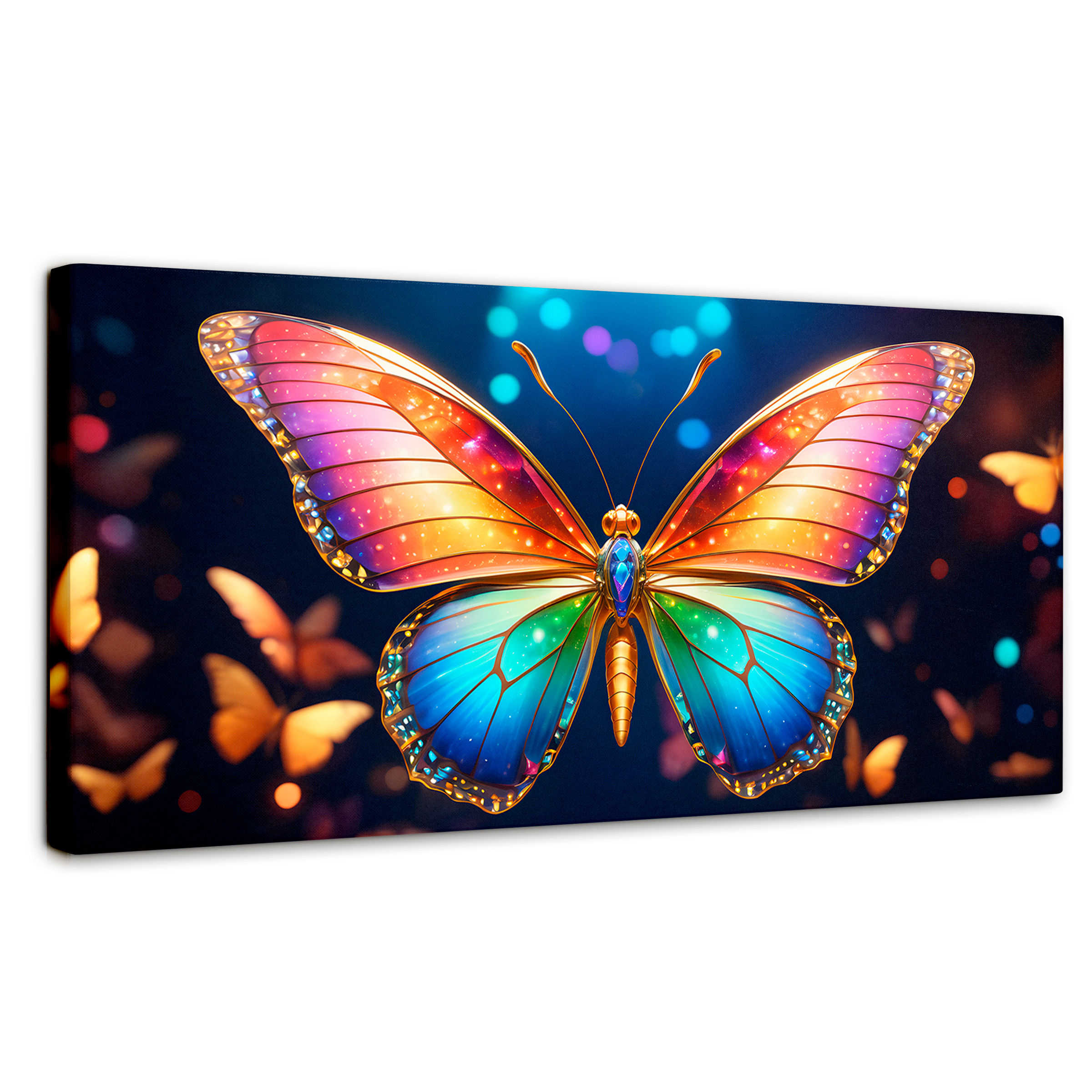 Foto 2 pulgar | Cuadro Mariposas Canvas Gemas En La Noche 120x60