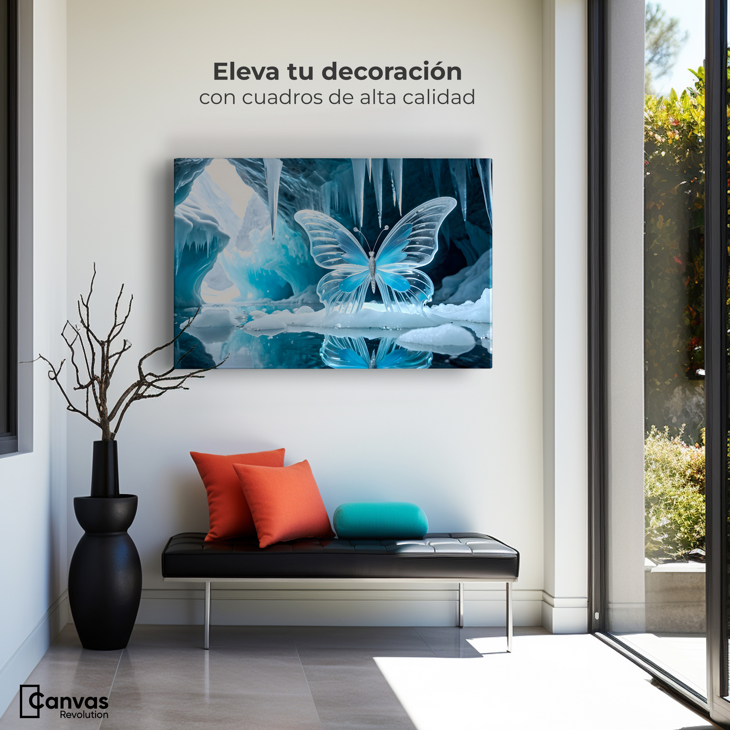Foto 4 pulgar | Cuadro Mariposas Canvas Alas De Cristal 90x60