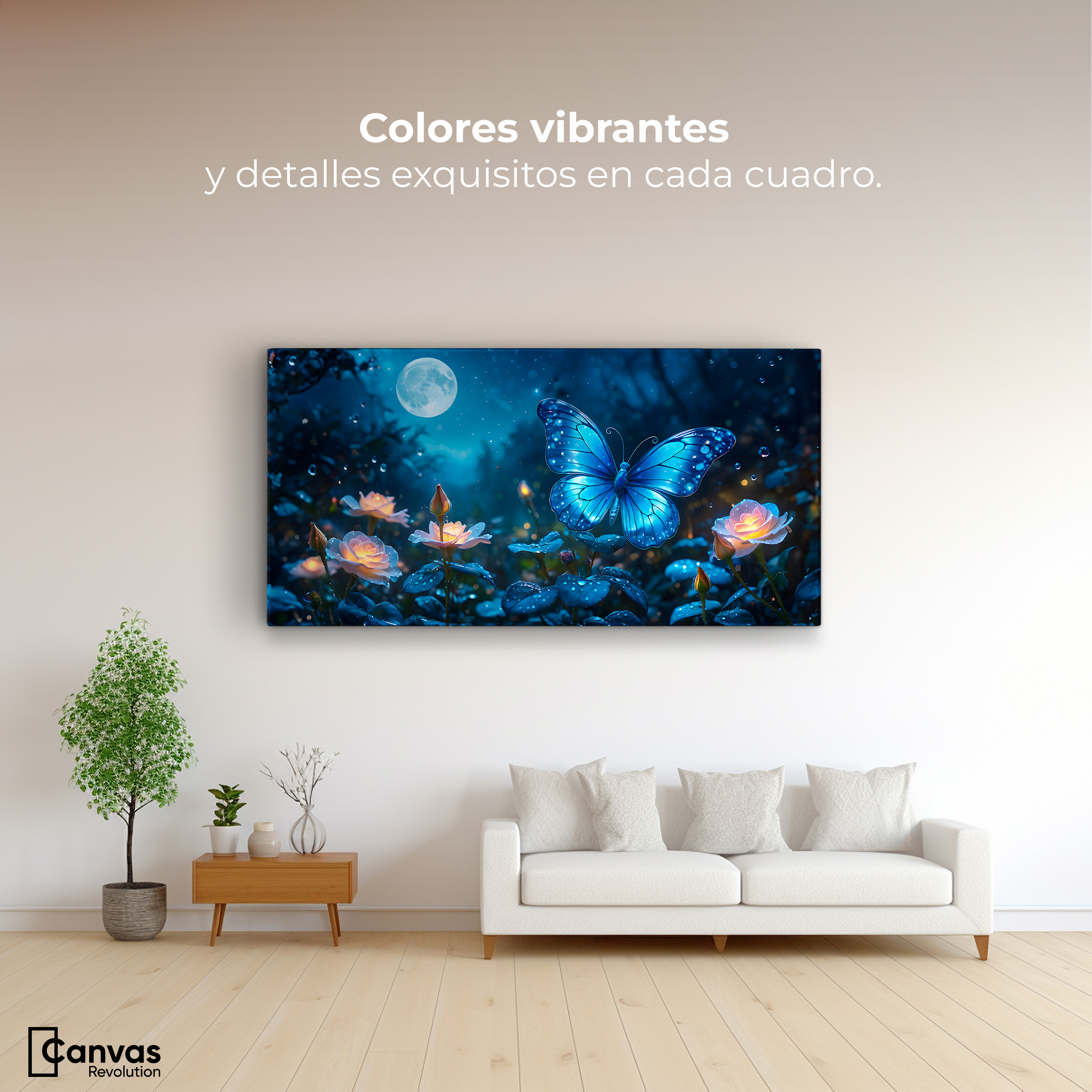Foto 3 pulgar | Cuadro Mariposas Canvas Alas Nocturnas 120x60