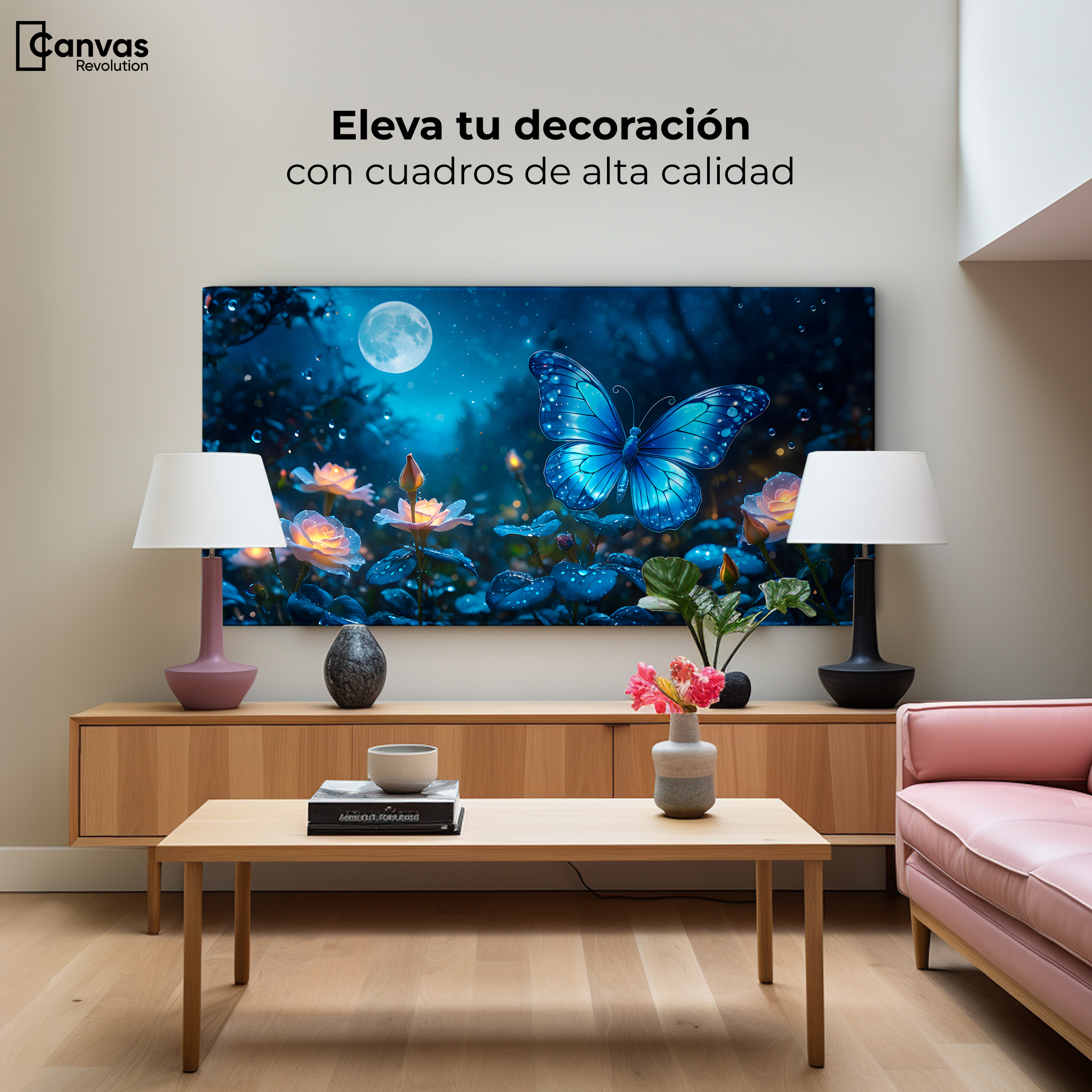 Foto 4 pulgar | Cuadro Mariposas Canvas Alas Nocturnas 120x60