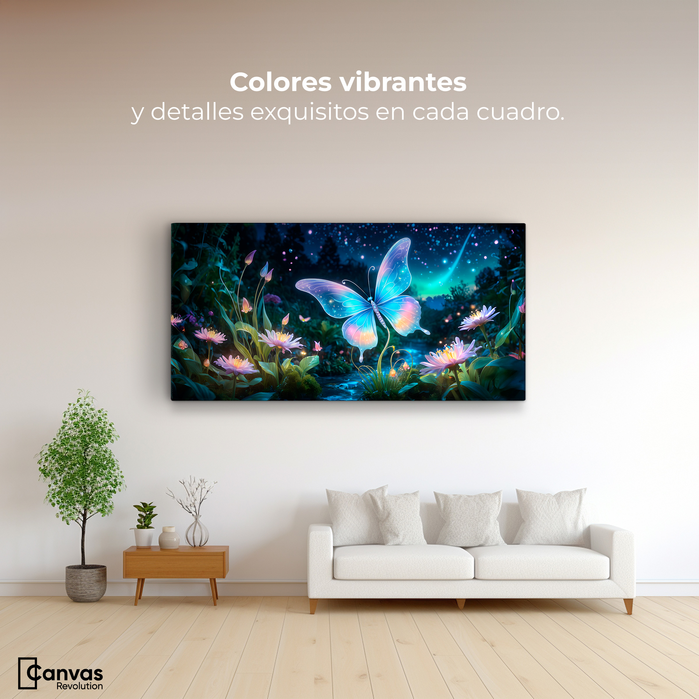 Foto 3 pulgar | Cuadro Mariposas Canvas Alas En El Río 120x60