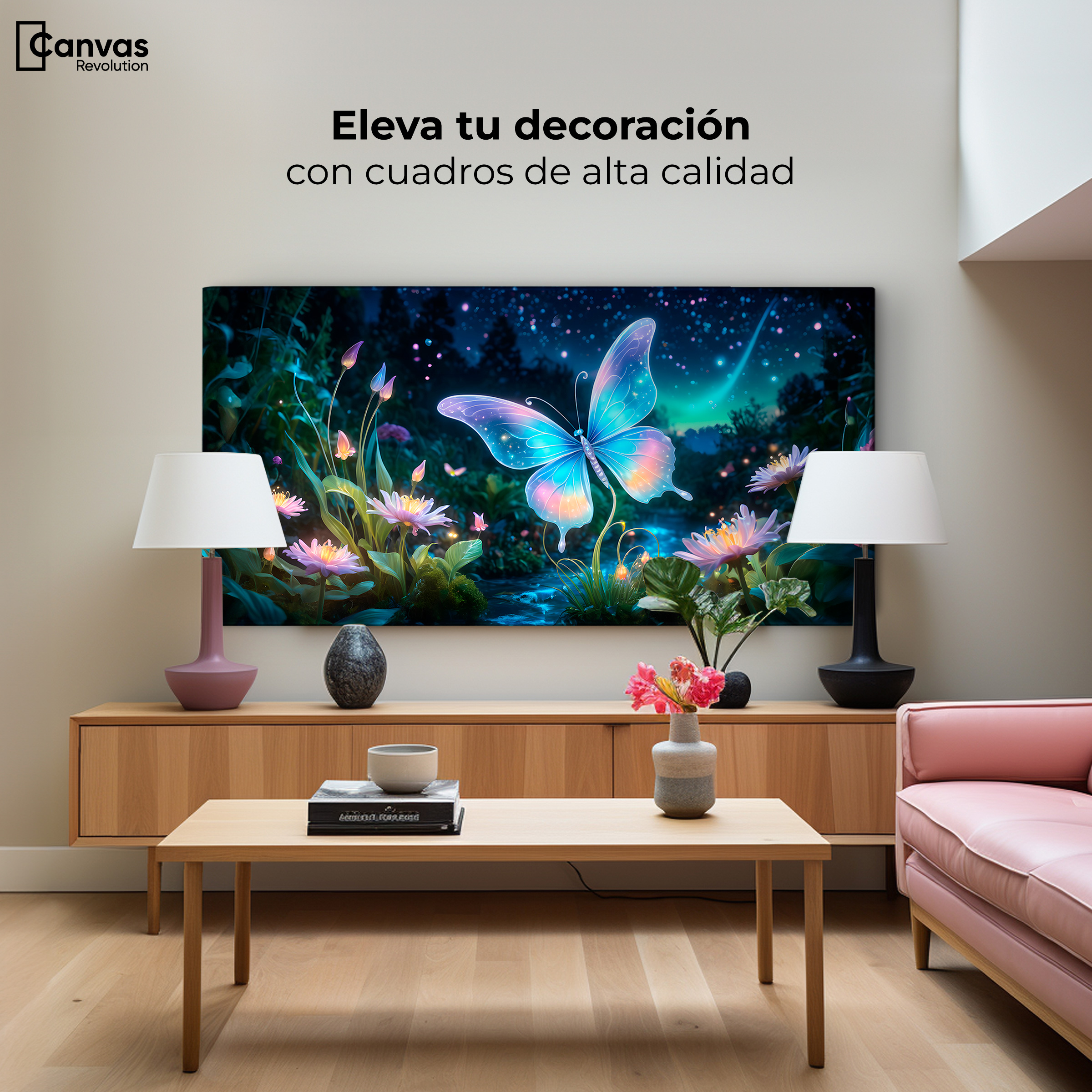 Foto 4 pulgar | Cuadro Mariposas Canvas Alas En El Río 120x60