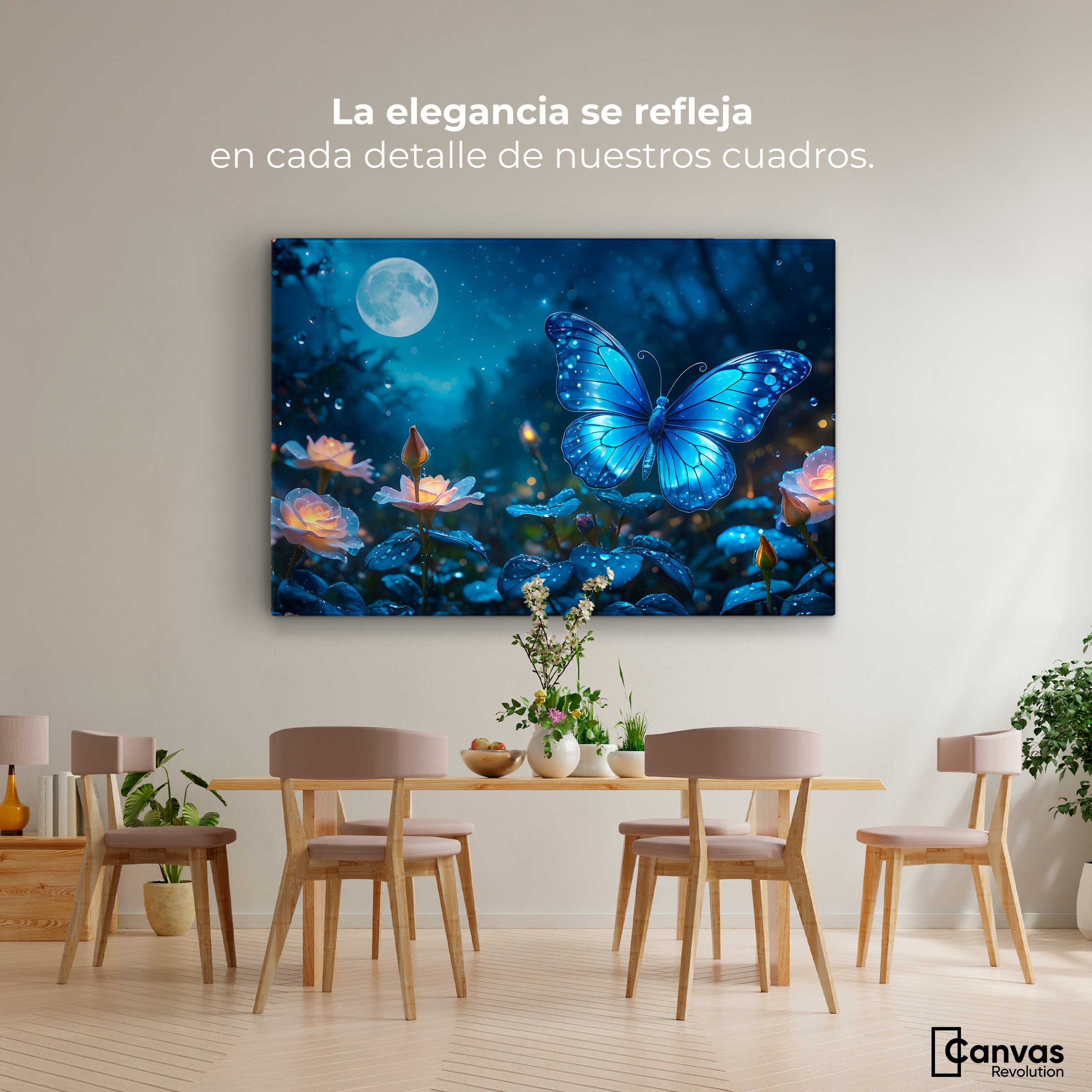 Foto 3 pulgar | Cuadro Mariposas Canvas Alas Nocturnas 90x60