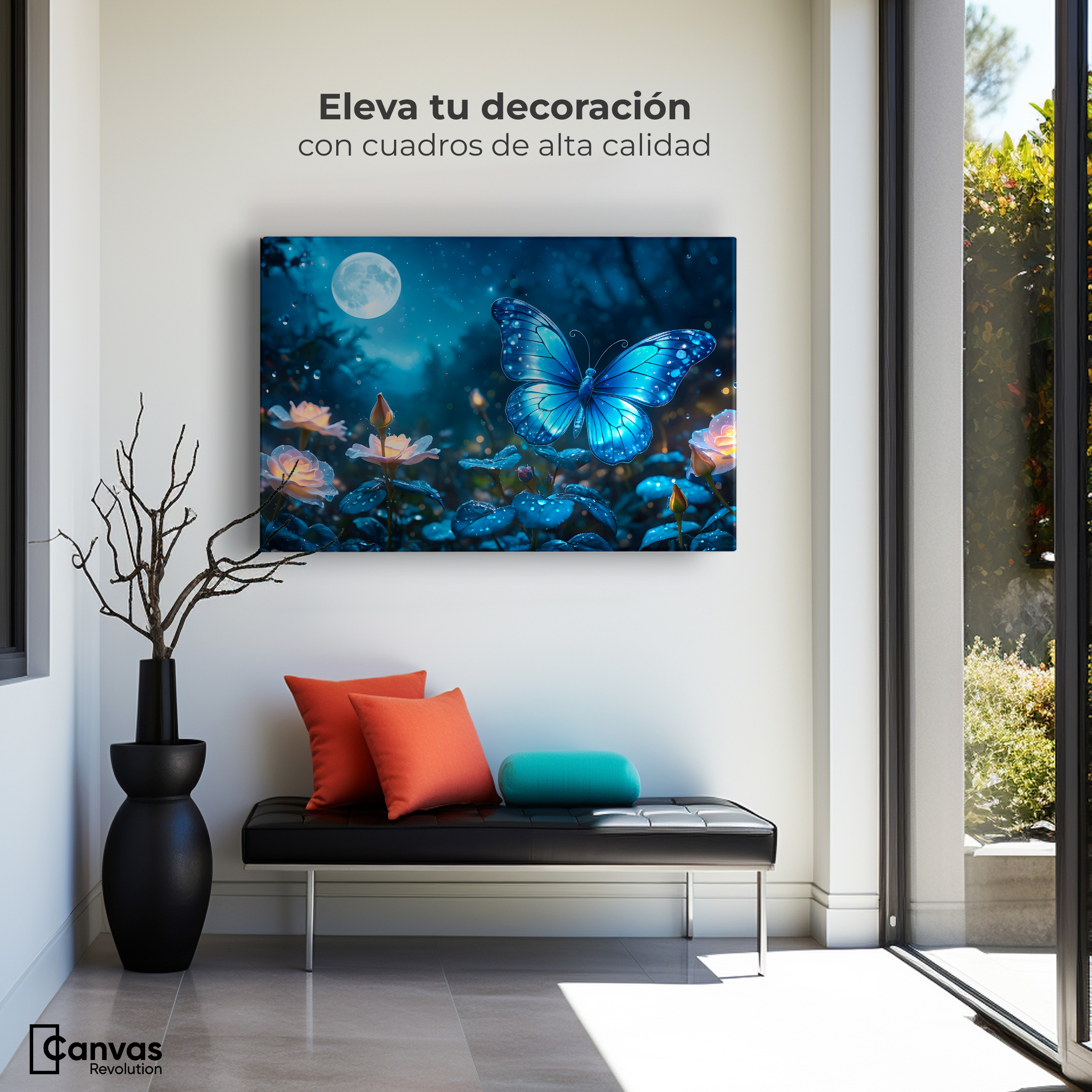 Foto 4 pulgar | Cuadro Mariposas Canvas Alas Nocturnas 90x60