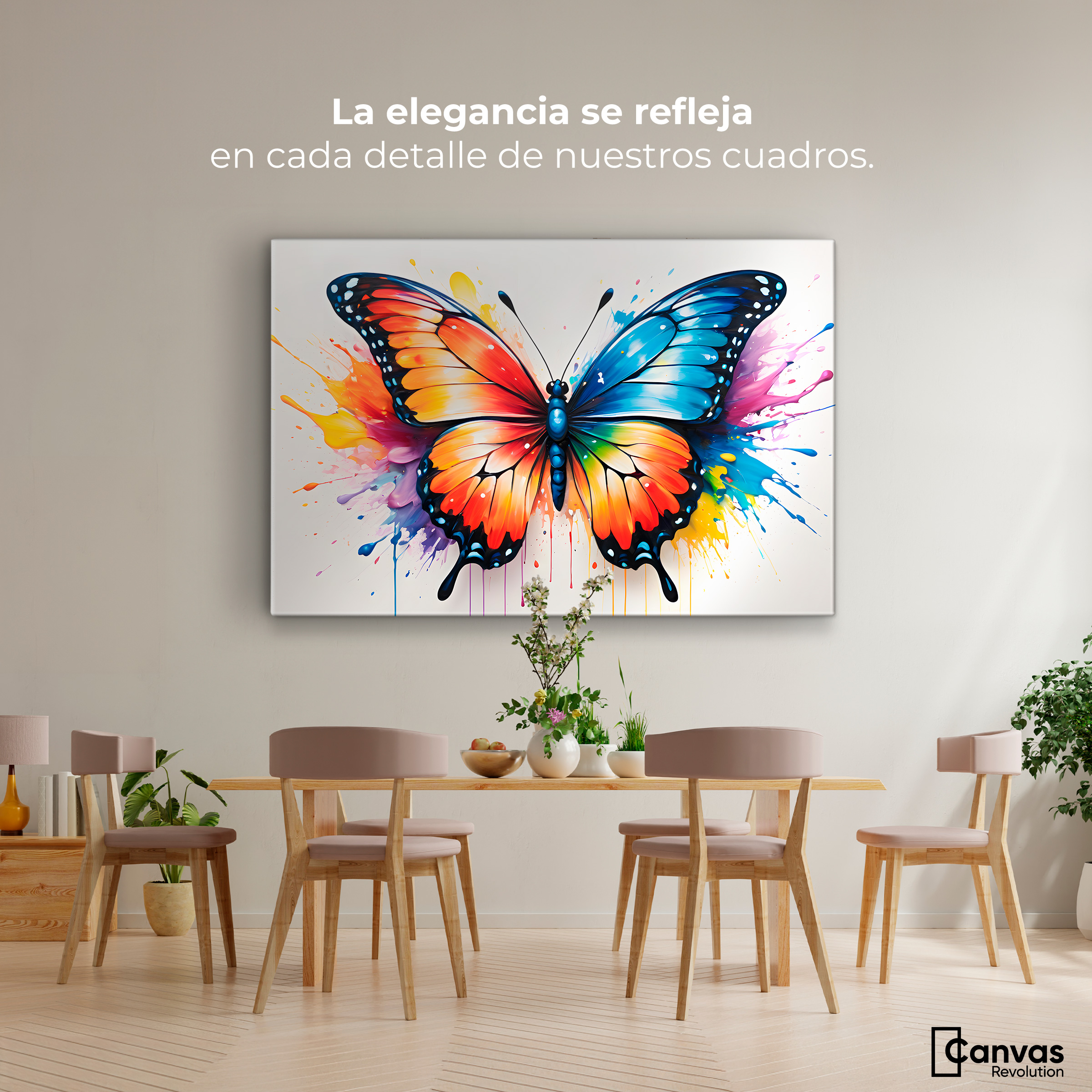 Foto 3 pulgar | Cuadro Mariposas Canvas Vuelo Explosivo 90x60