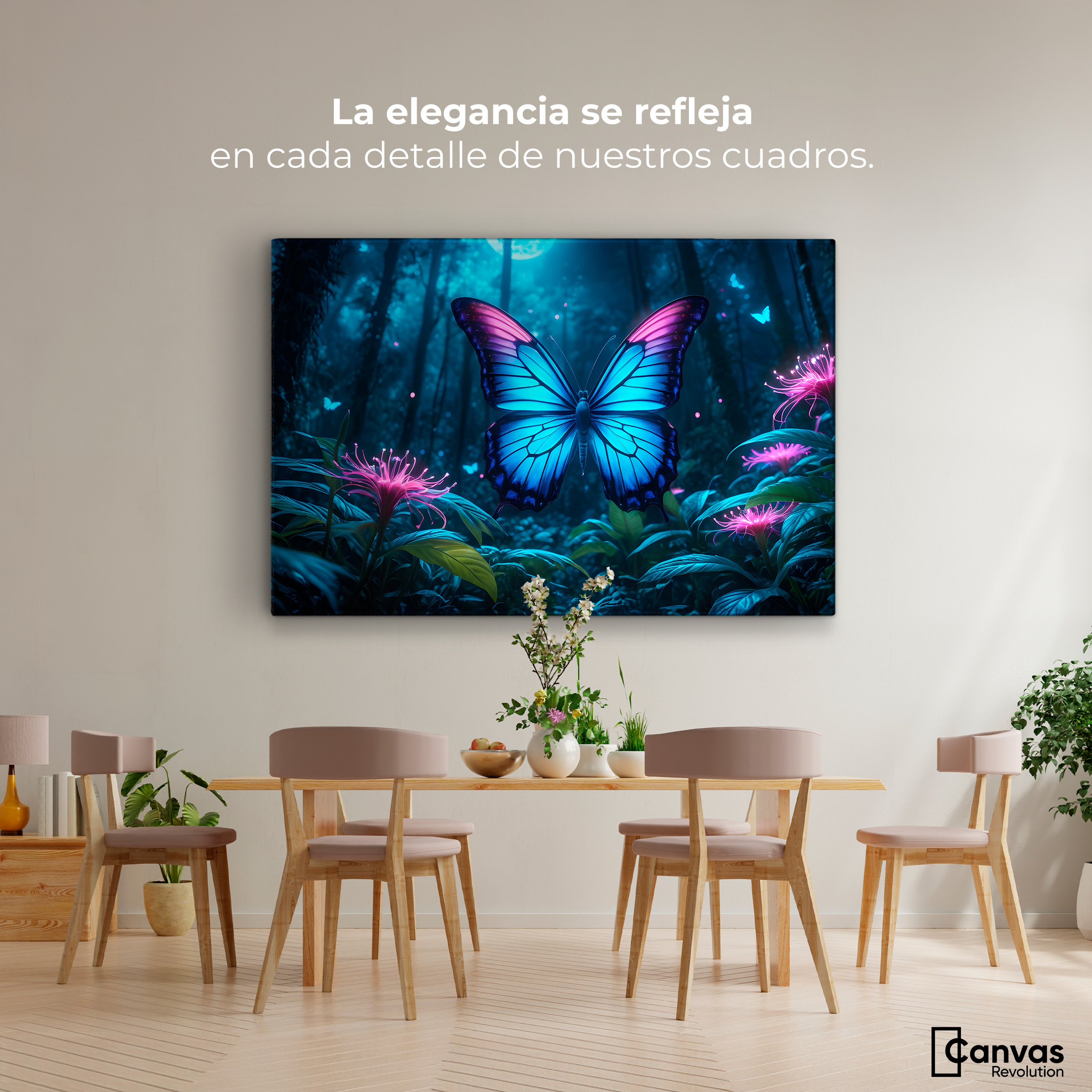Foto 3 pulgar | Cuadro Mariposas Canvas Vuelo Brillante 90x60