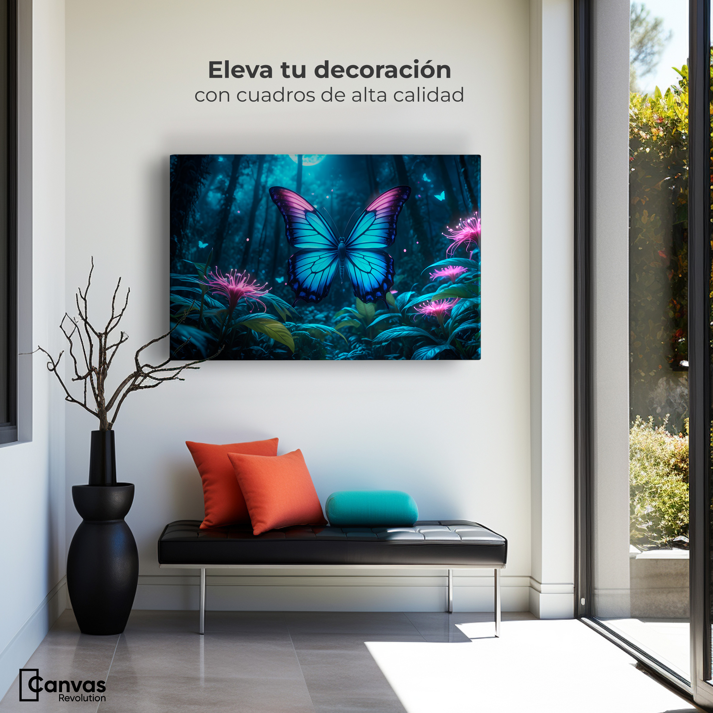 Foto 3 | Cuadro Mariposas Canvas Vuelo Brillante 90x60