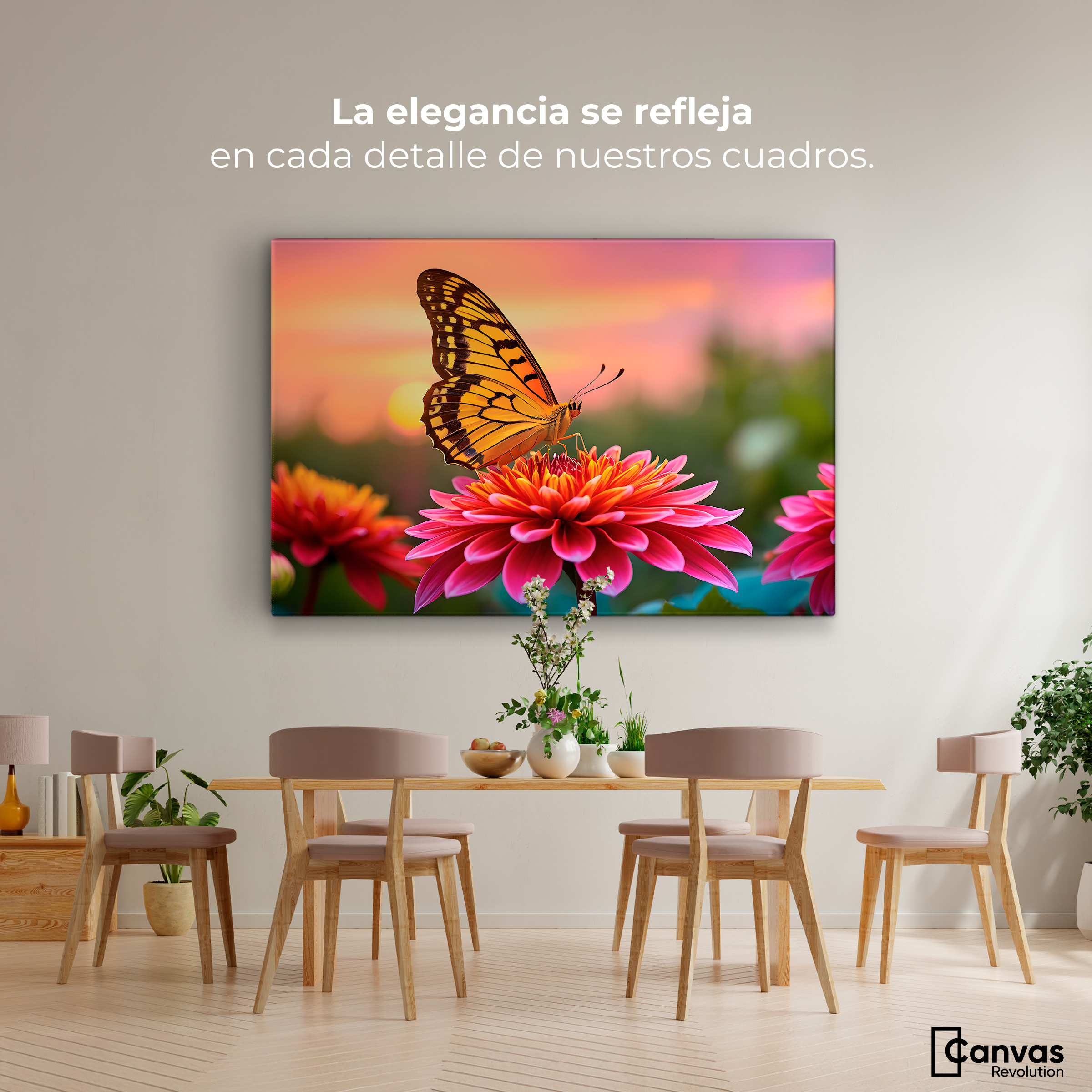 Foto 3 pulgar | Cuadro Mariposas Canvas Mariposa Radiante 90x60