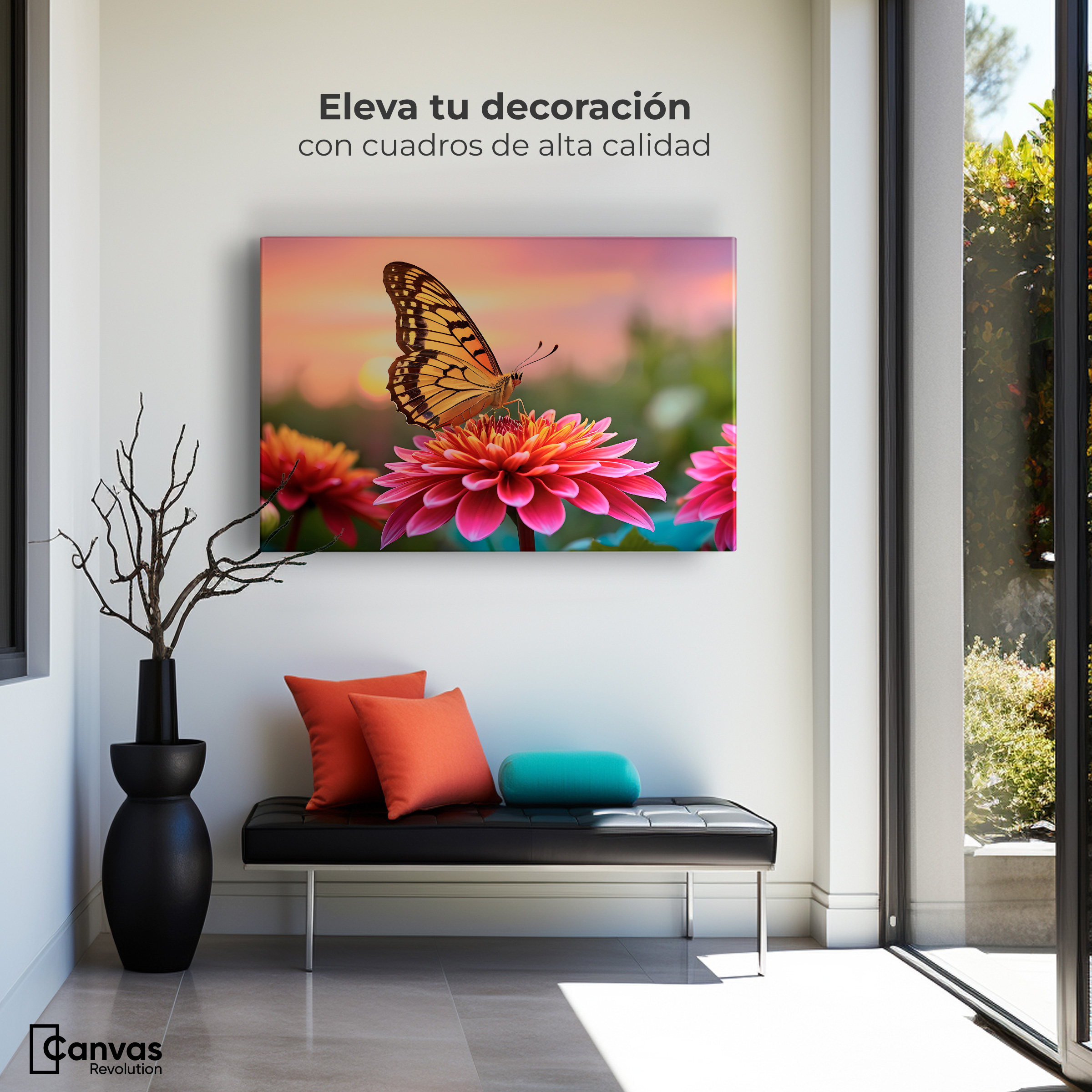 Foto 4 pulgar | Cuadro Mariposas Canvas Mariposa Radiante 90x60
