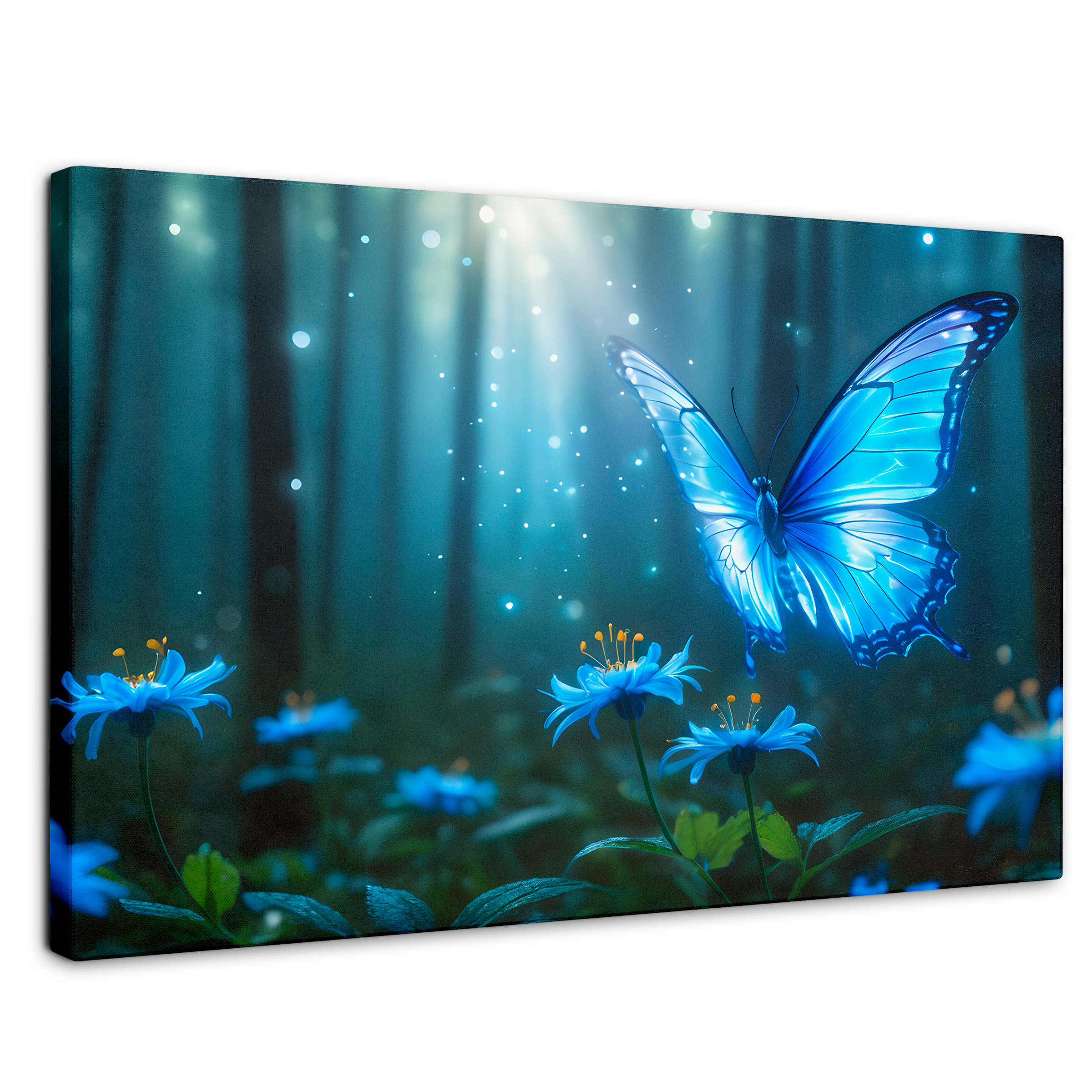 Foto 1 | Cuadro Mariposas Canvas Bosque Celeste 90x60