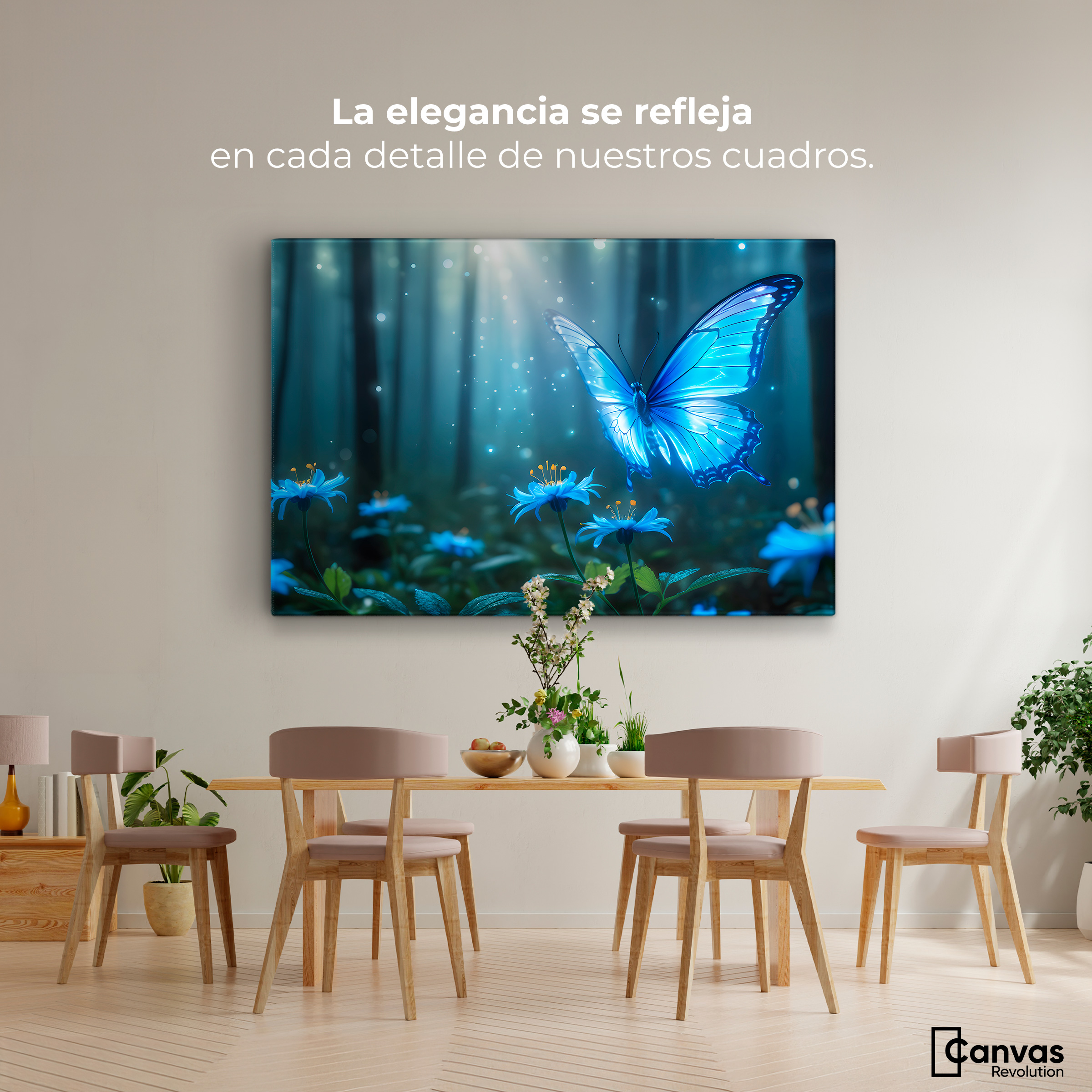 Foto 2 | Cuadro Mariposas Canvas Bosque Celeste 90x60