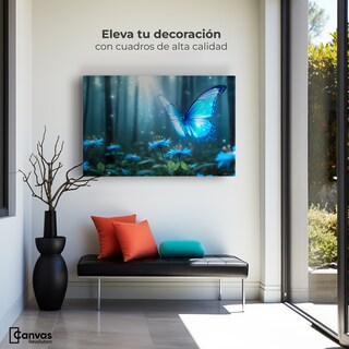 Foto 3 | Cuadro Mariposas Canvas Bosque Celeste 90x60